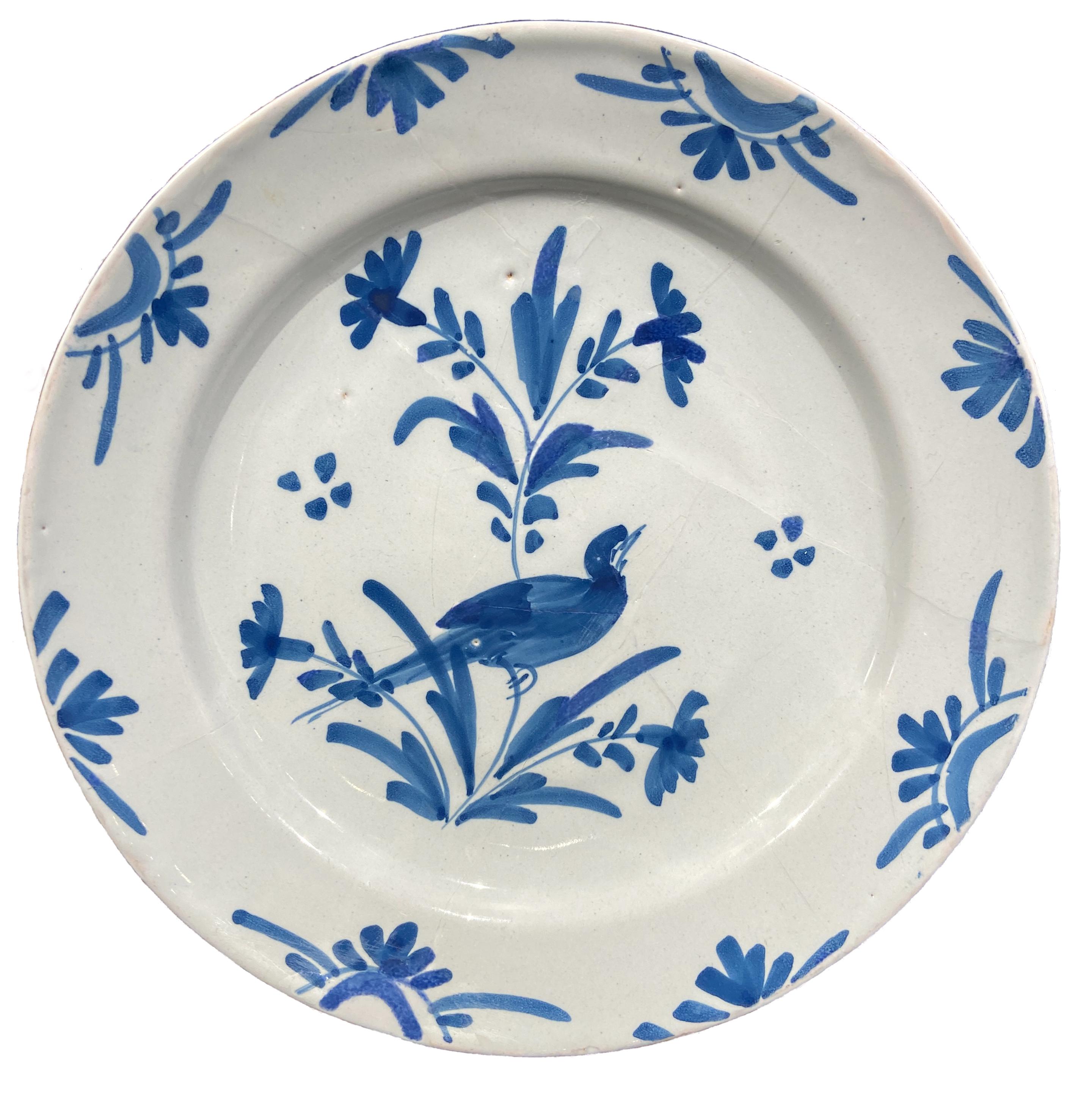 Lambeth Plate, English Delftware, Blue and White Design c. 1750 - Sculpture by 18th Century English School