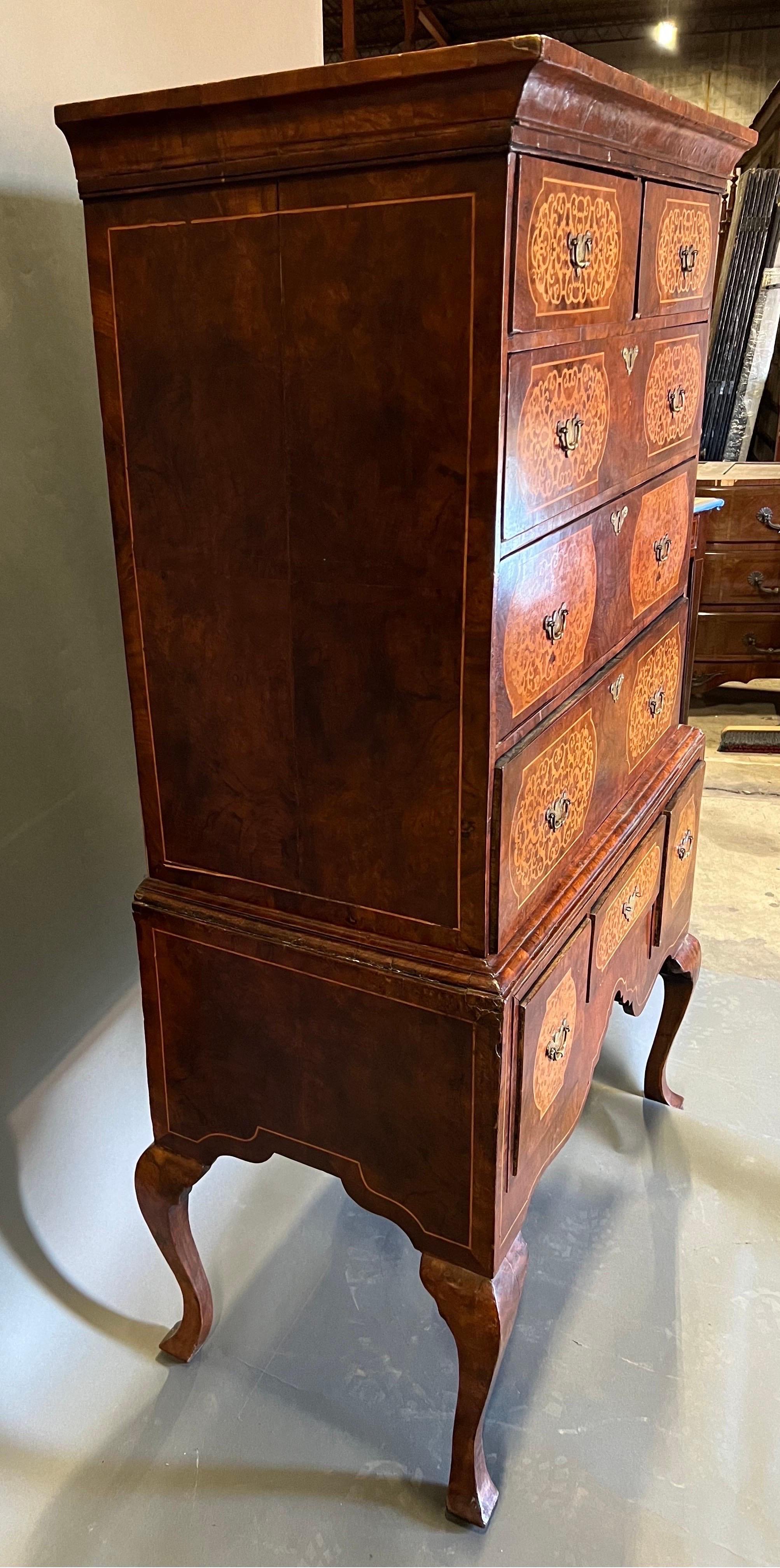 18th century English Seaweed Inlaid Chest of Frame  For Sale 3