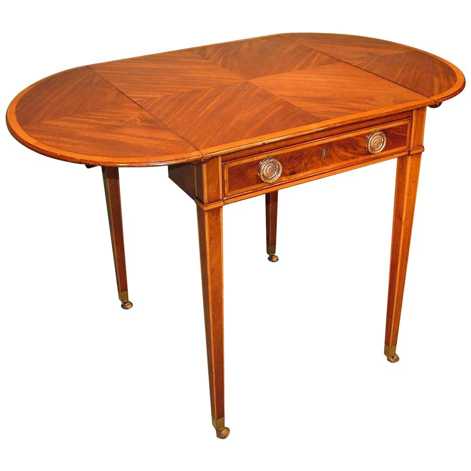18th Century English Sheraton Period Mahogany Pembroke Table For Sale