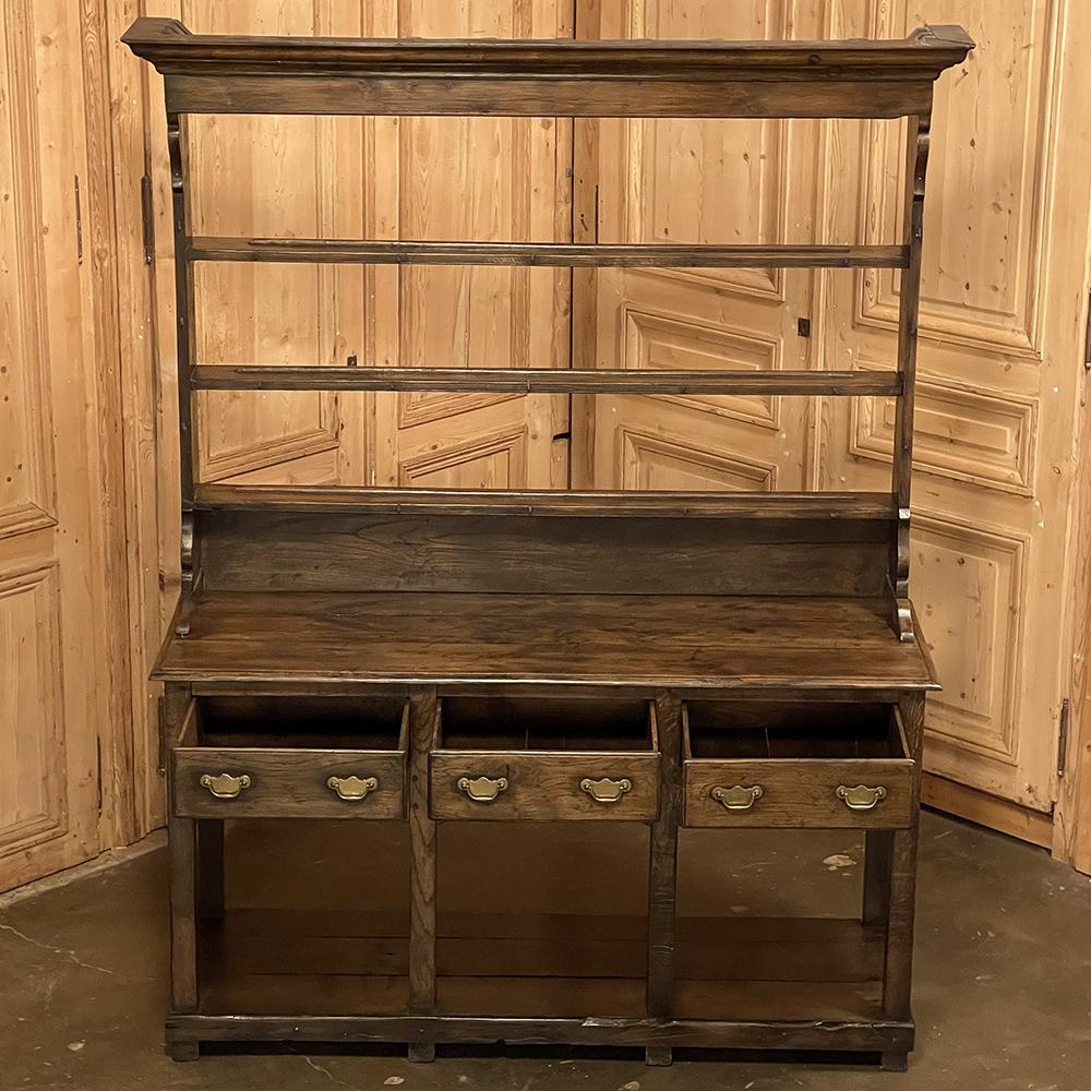 Jacobean 18th Century English Sideboard with Plate Rack For Sale