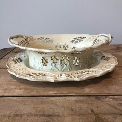 18th Century English Staffordshire Creamware Basket and Underplate