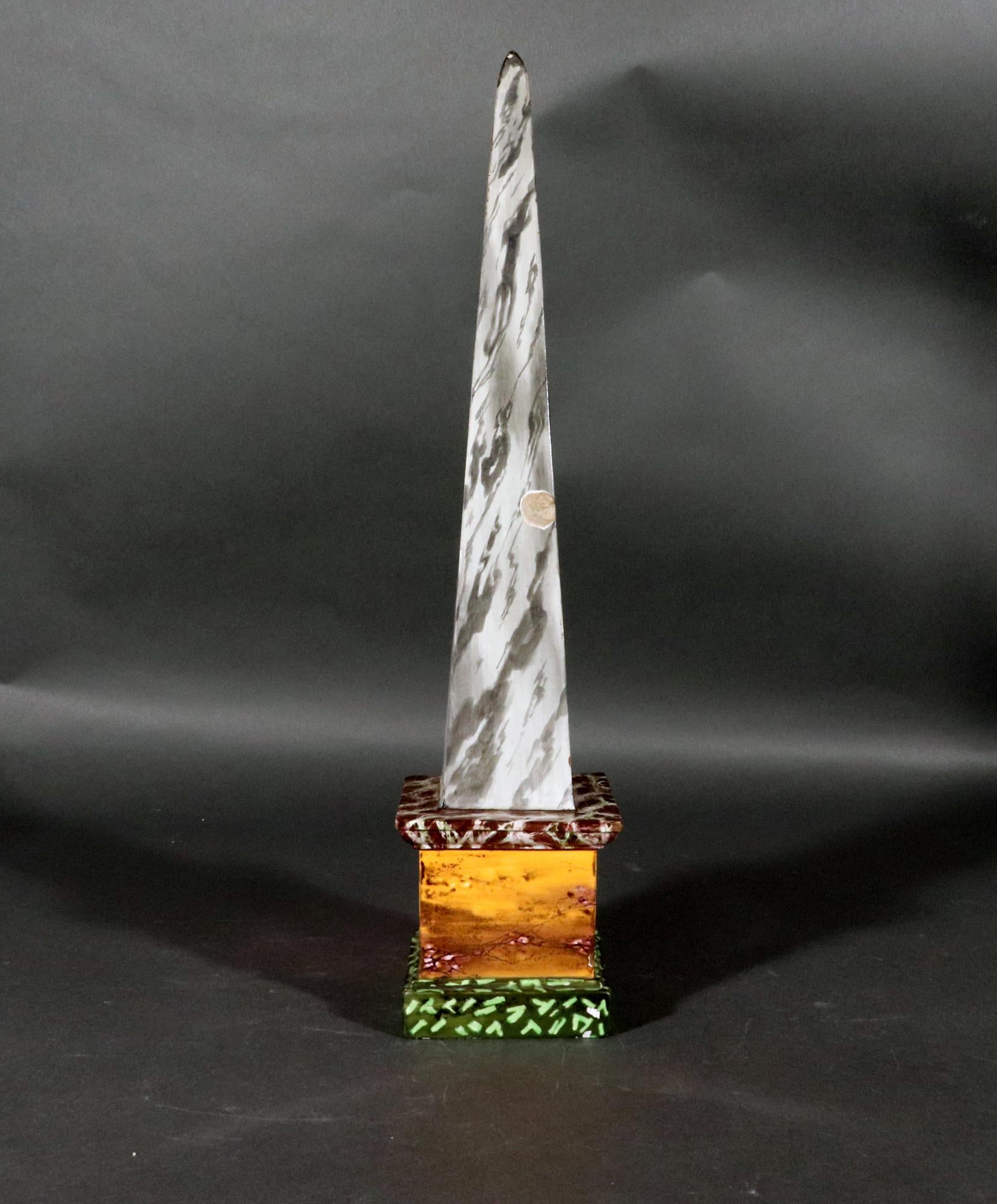 18th Century English Staffordshire Pearlware Neoclassical Faux Marble Obelisks For Sale 12