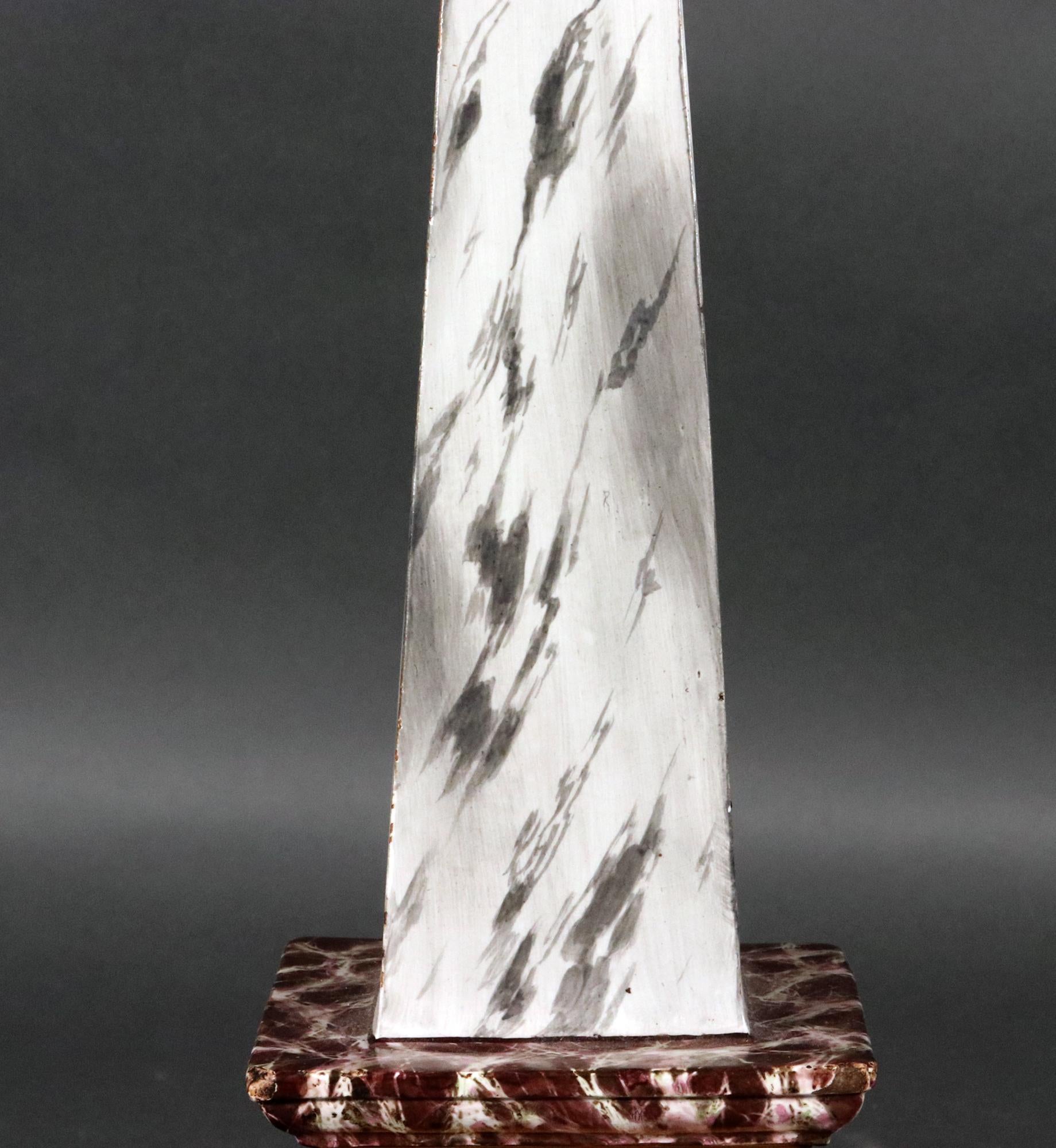 18th Century English Staffordshire Pearlware Neoclassical Faux Marble Obelisks For Sale 4