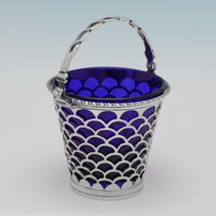 18th century English sterling silver sugar basket - London 1771 Thomas Wallis.