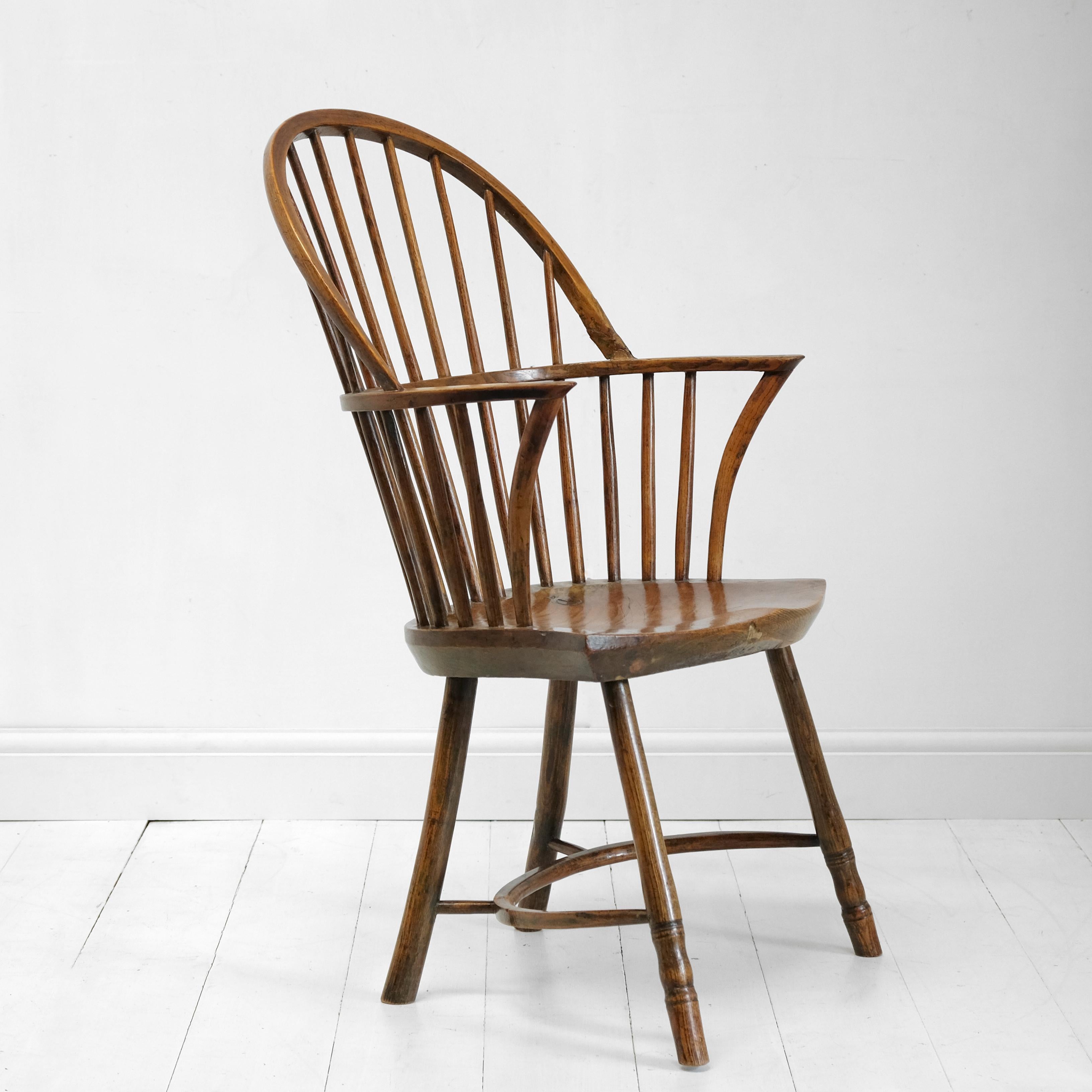 Country 18th Century English Stick Back Windsor Chair, Thames Valley, Original Paint