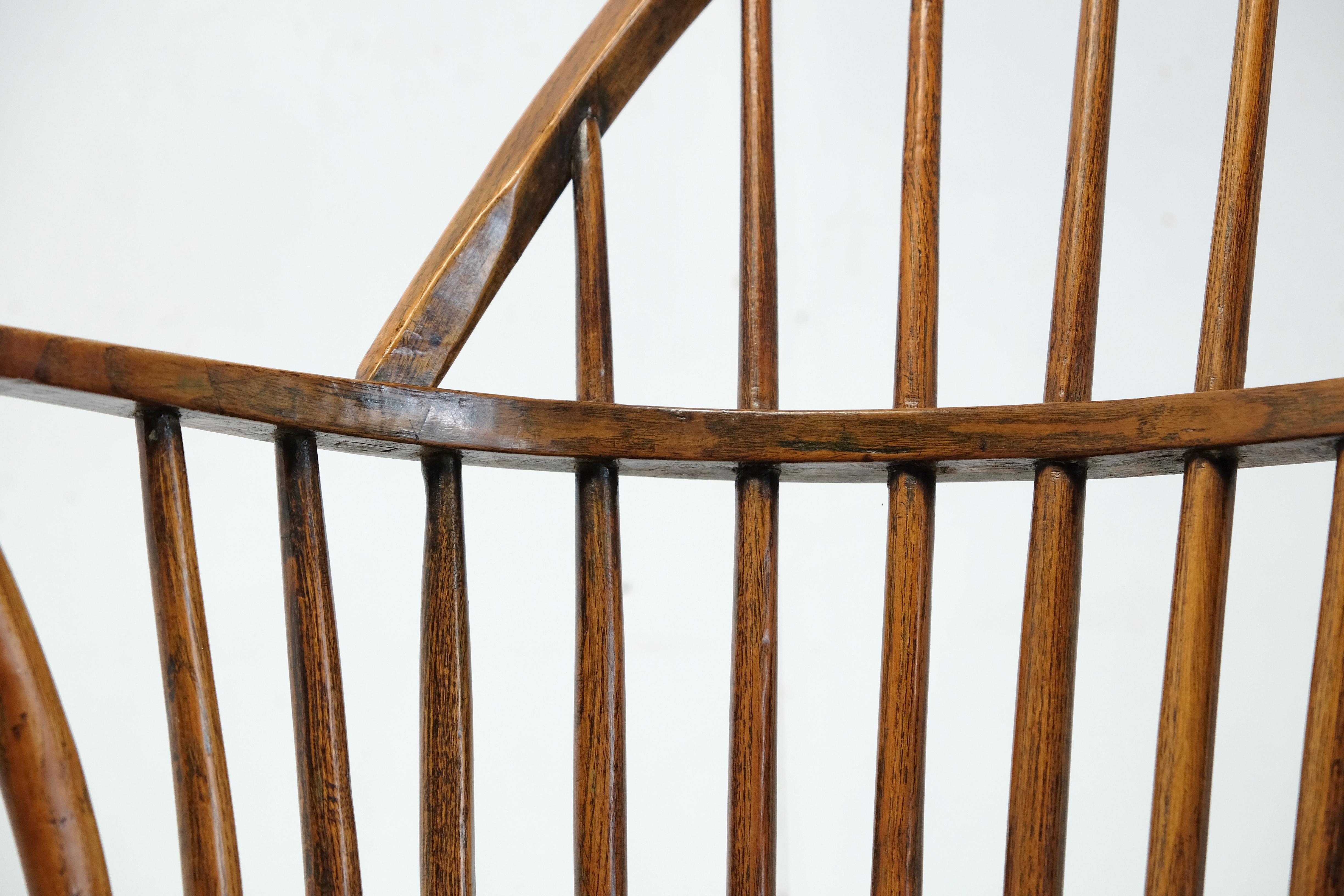 Ash 18th Century English Stick Back Windsor Chair, Thames Valley, Original Paint