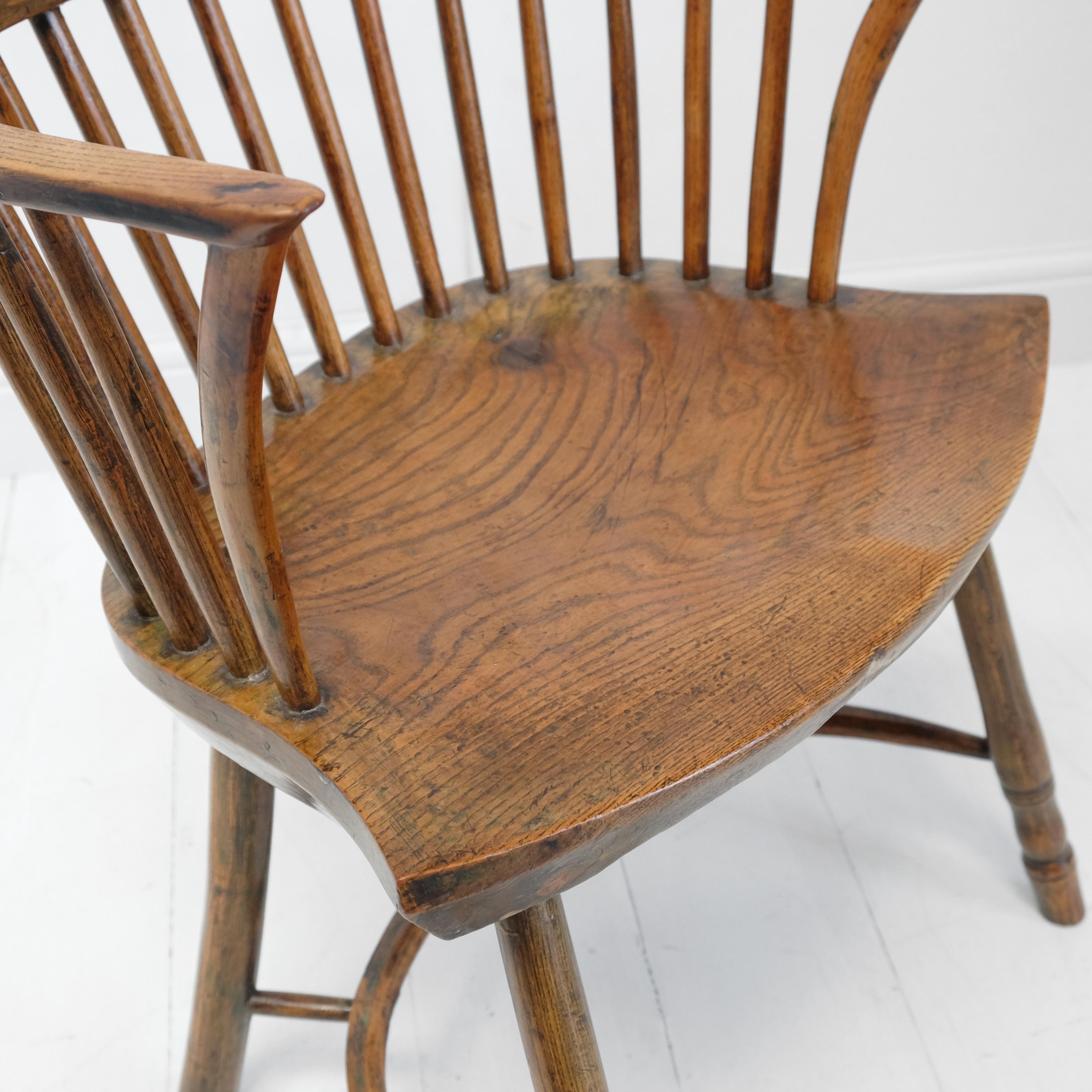 18th Century English Stick Back Windsor Chair, Thames Valley, Original Paint 1