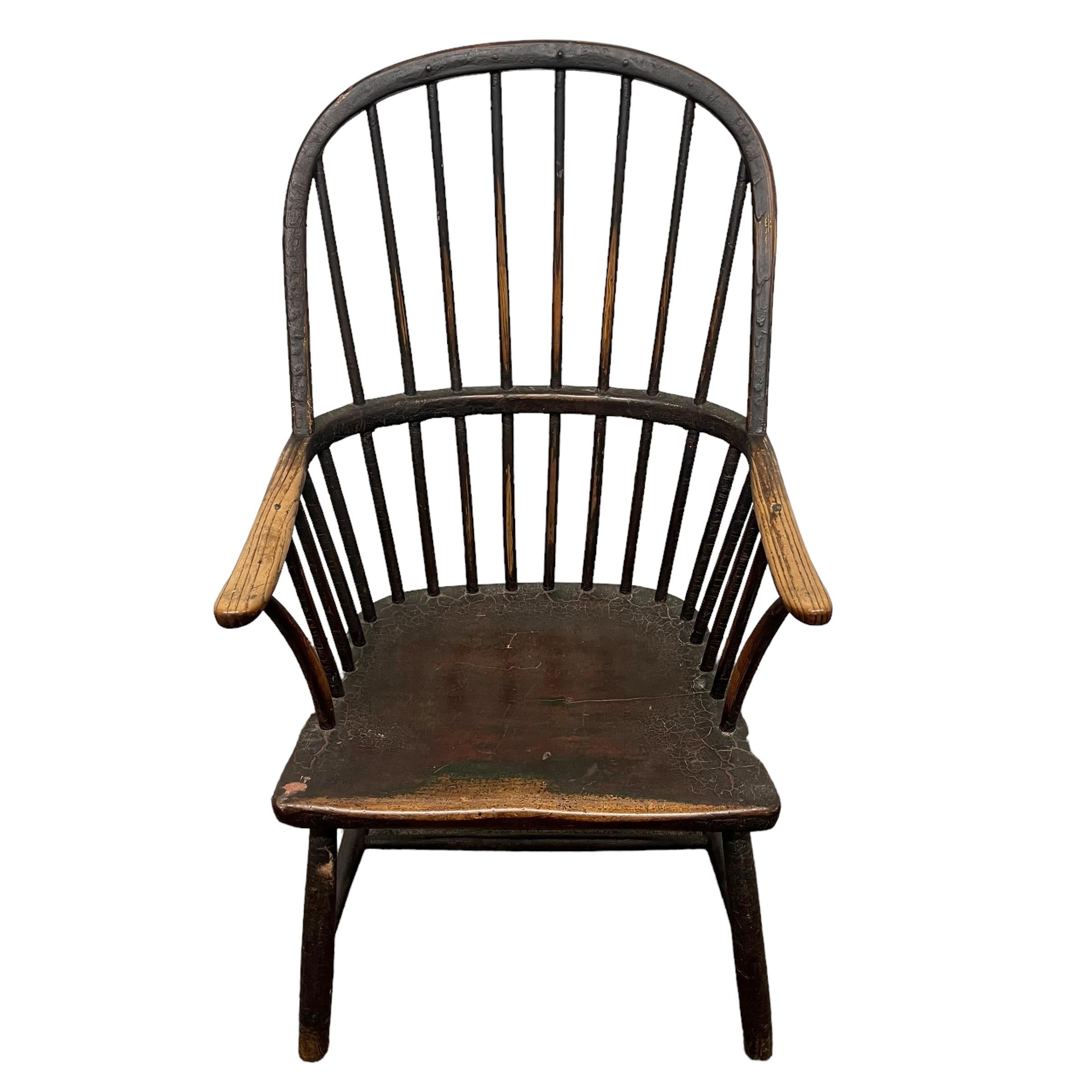 Englischer Windsor-Sessel mit Stickback aus dem 18. Jahrhundert (Britisch) im Angebot