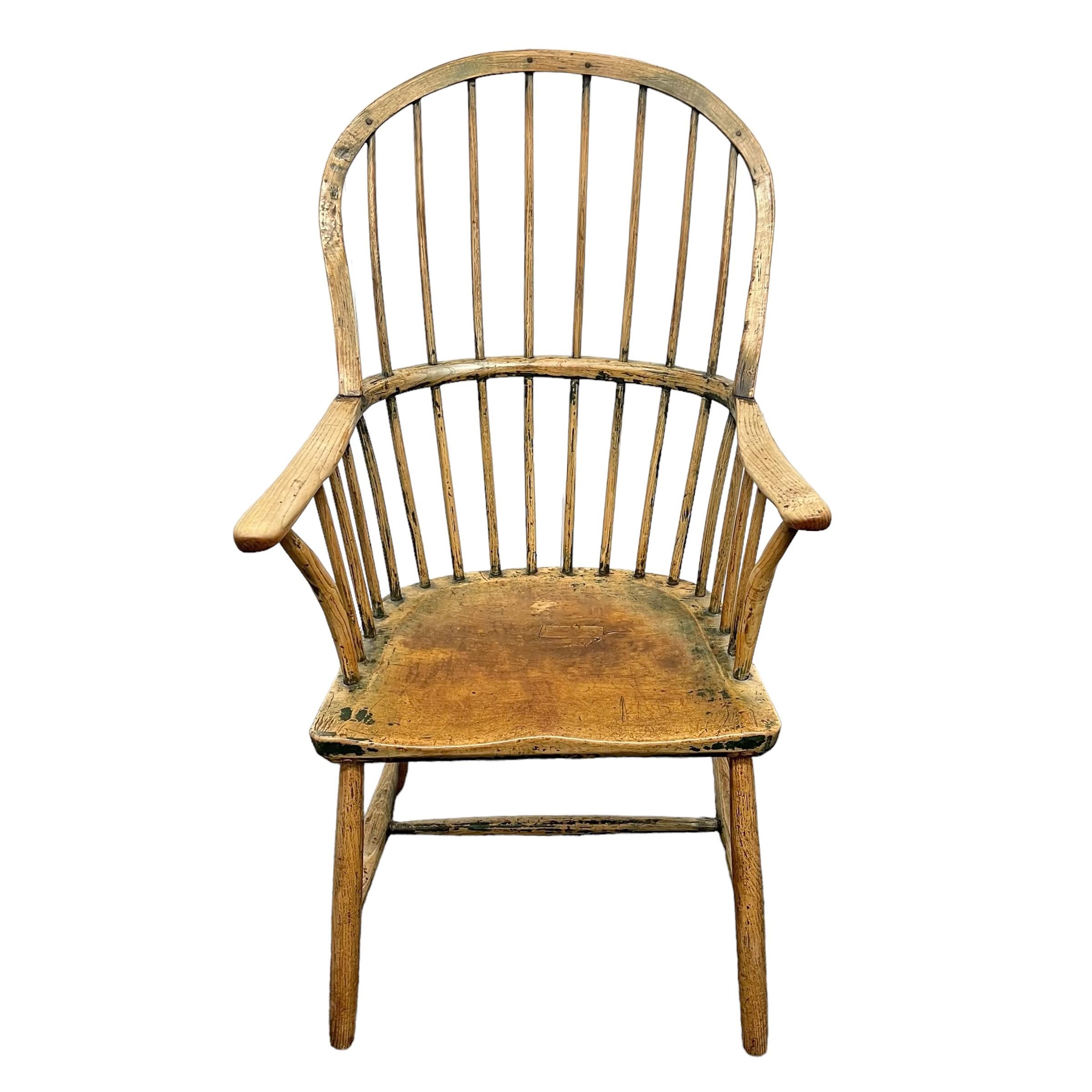 Englischer Windsor-Sessel mit Stickback aus dem 18. Jahrhundert (Handgefertigt) im Angebot