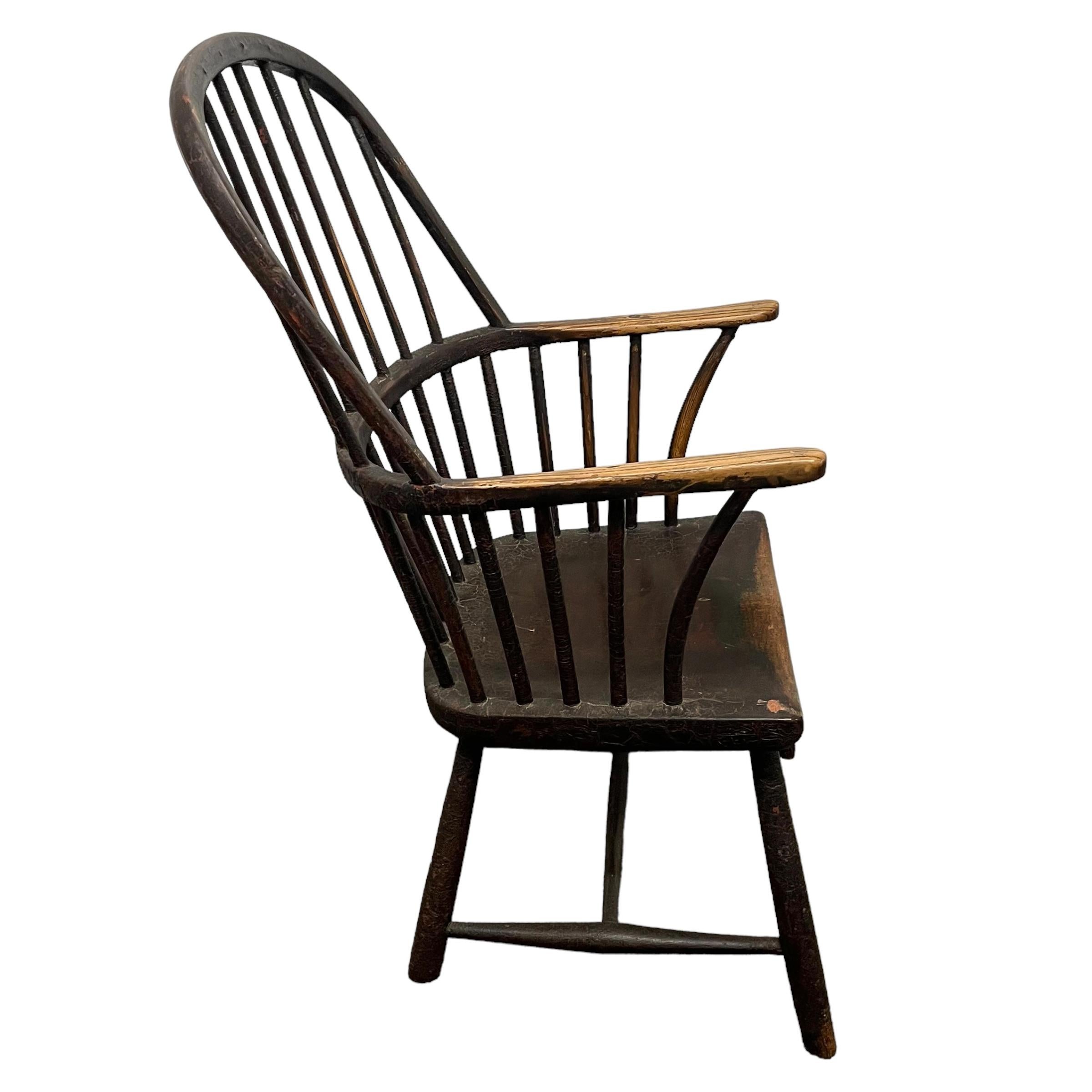 Englischer Windsor-Sessel mit Stickback aus dem 18. Jahrhundert (Handgefertigt) im Angebot
