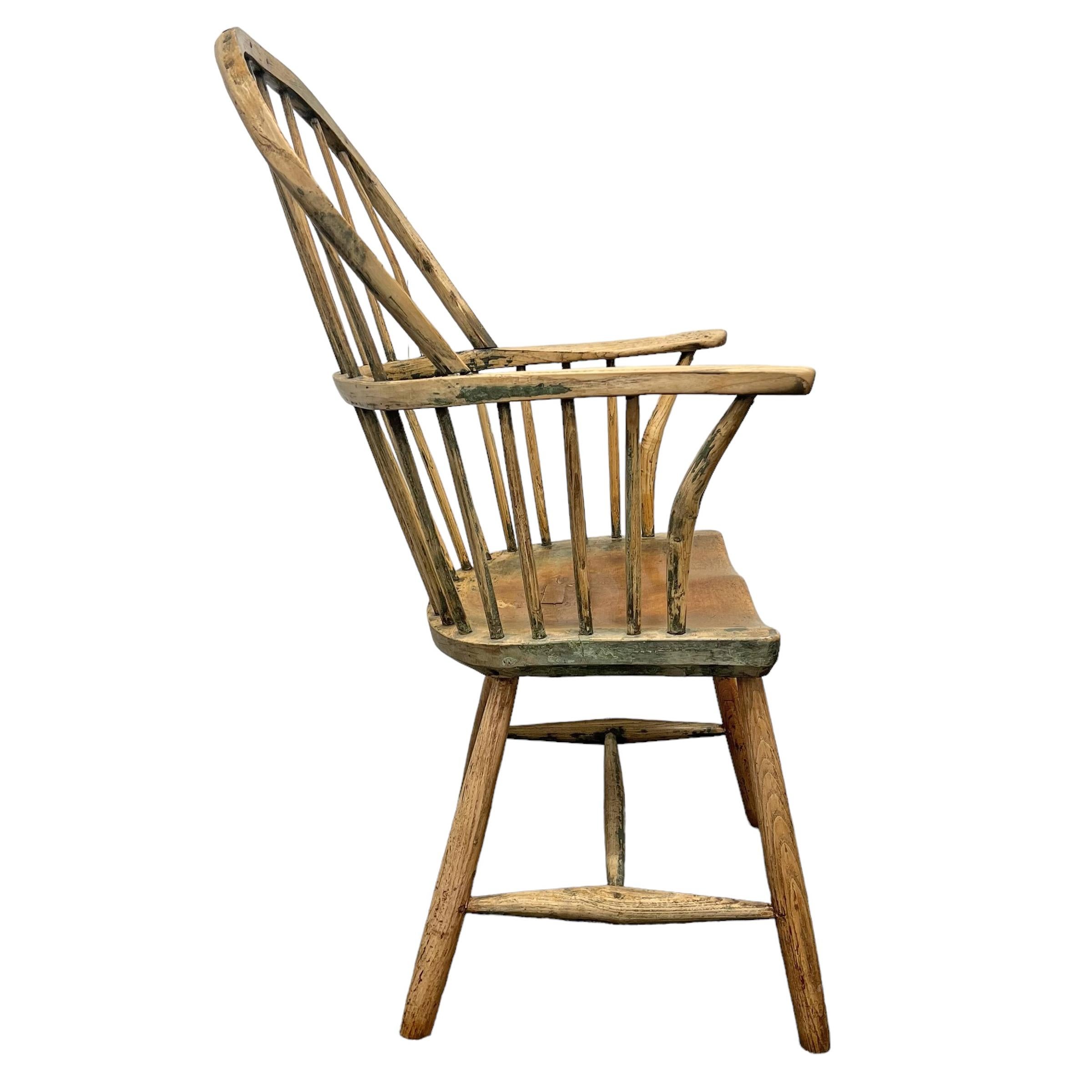 Englischer Windsor-Sessel mit Stickback aus dem 18. Jahrhundert im Zustand „Gut“ im Angebot in Chicago, IL