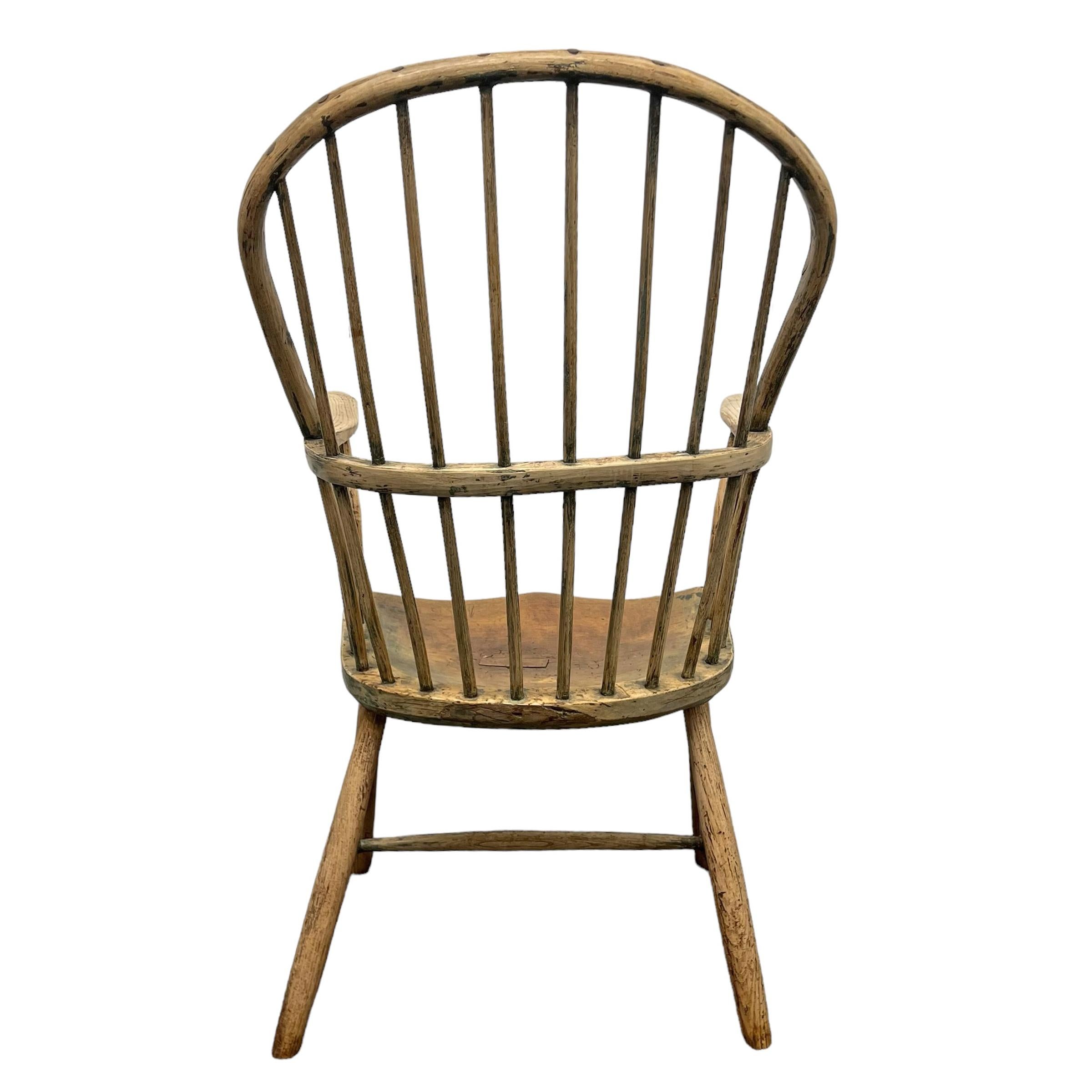 Englischer Windsor-Sessel mit Stickback aus dem 18. Jahrhundert (18. Jahrhundert und früher) im Angebot