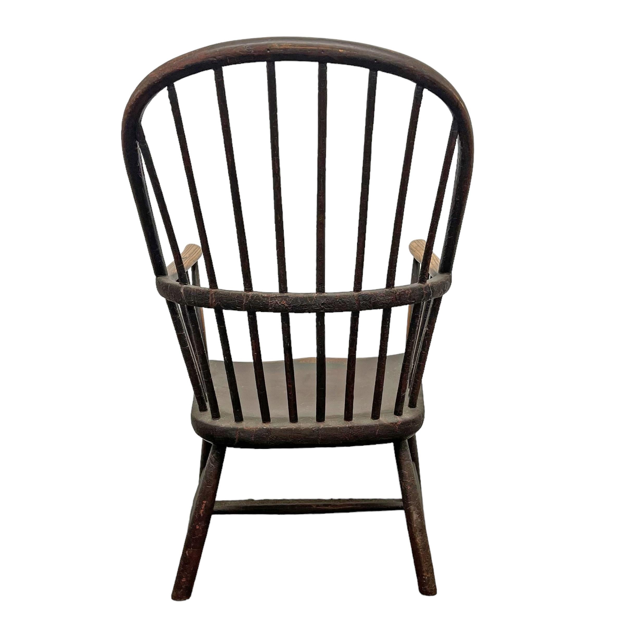 Englischer Windsor-Sessel mit Stickback aus dem 18. Jahrhundert (18. Jahrhundert und früher) im Angebot