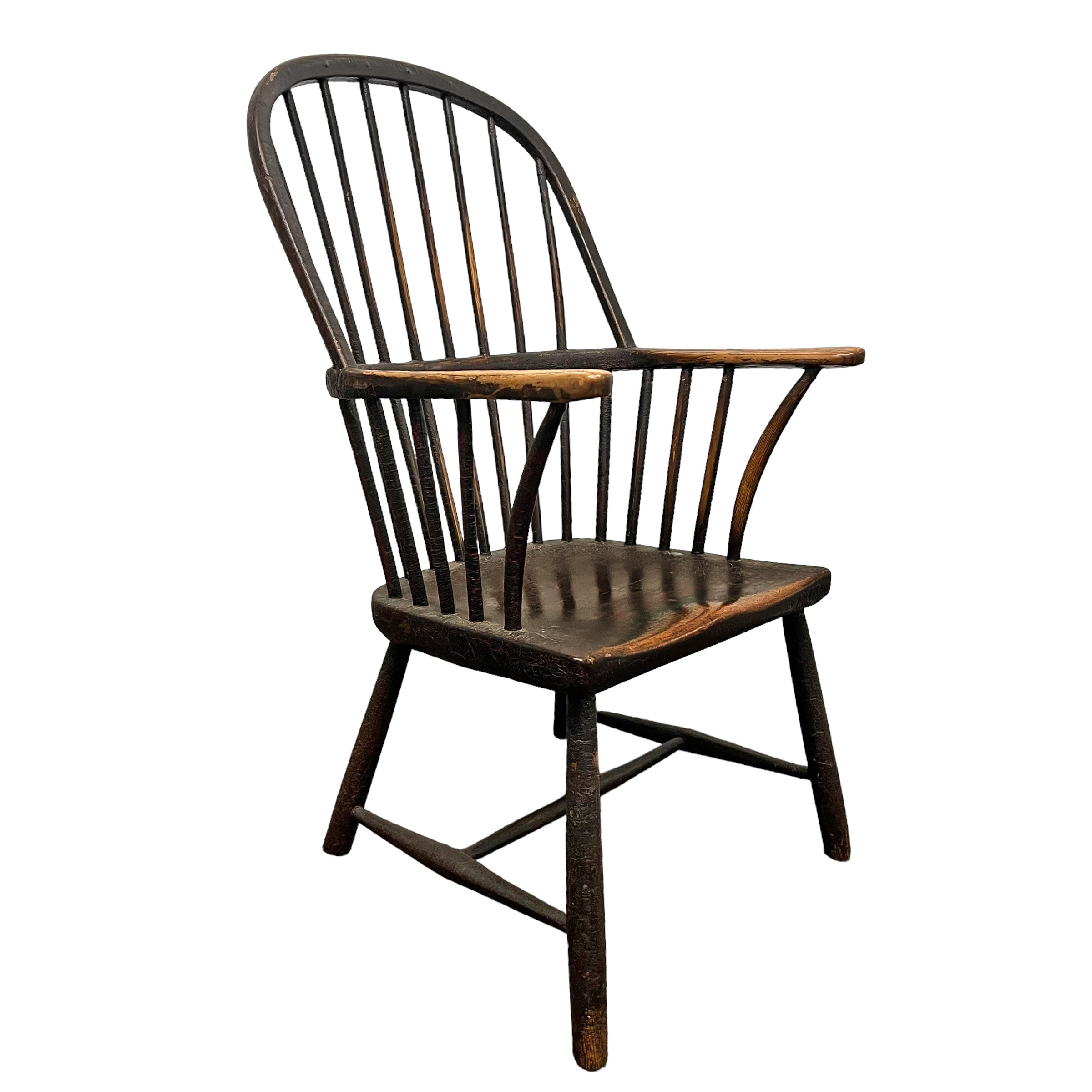 Englischer Windsor-Sessel mit Stickback aus dem 18. Jahrhundert im Angebot