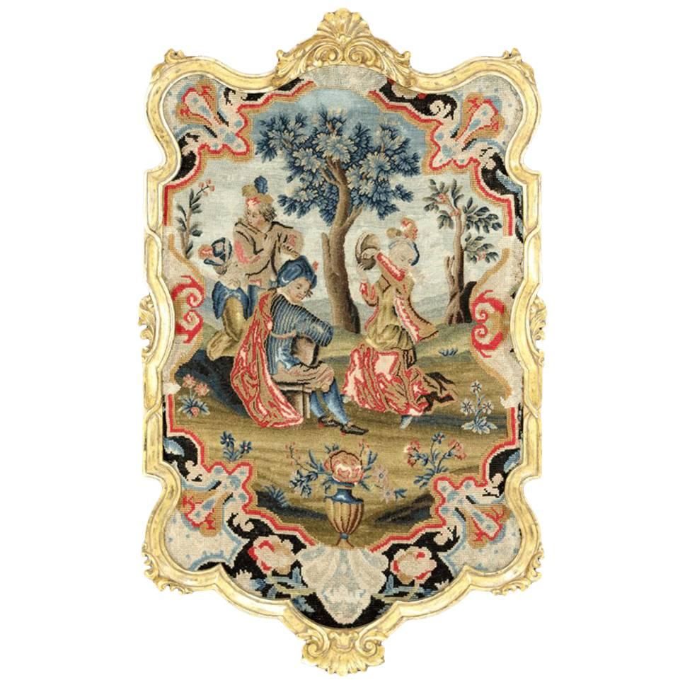 18th Century English Stuart-Era Ornately Framed Needlepoint Wall Hanging For Sale