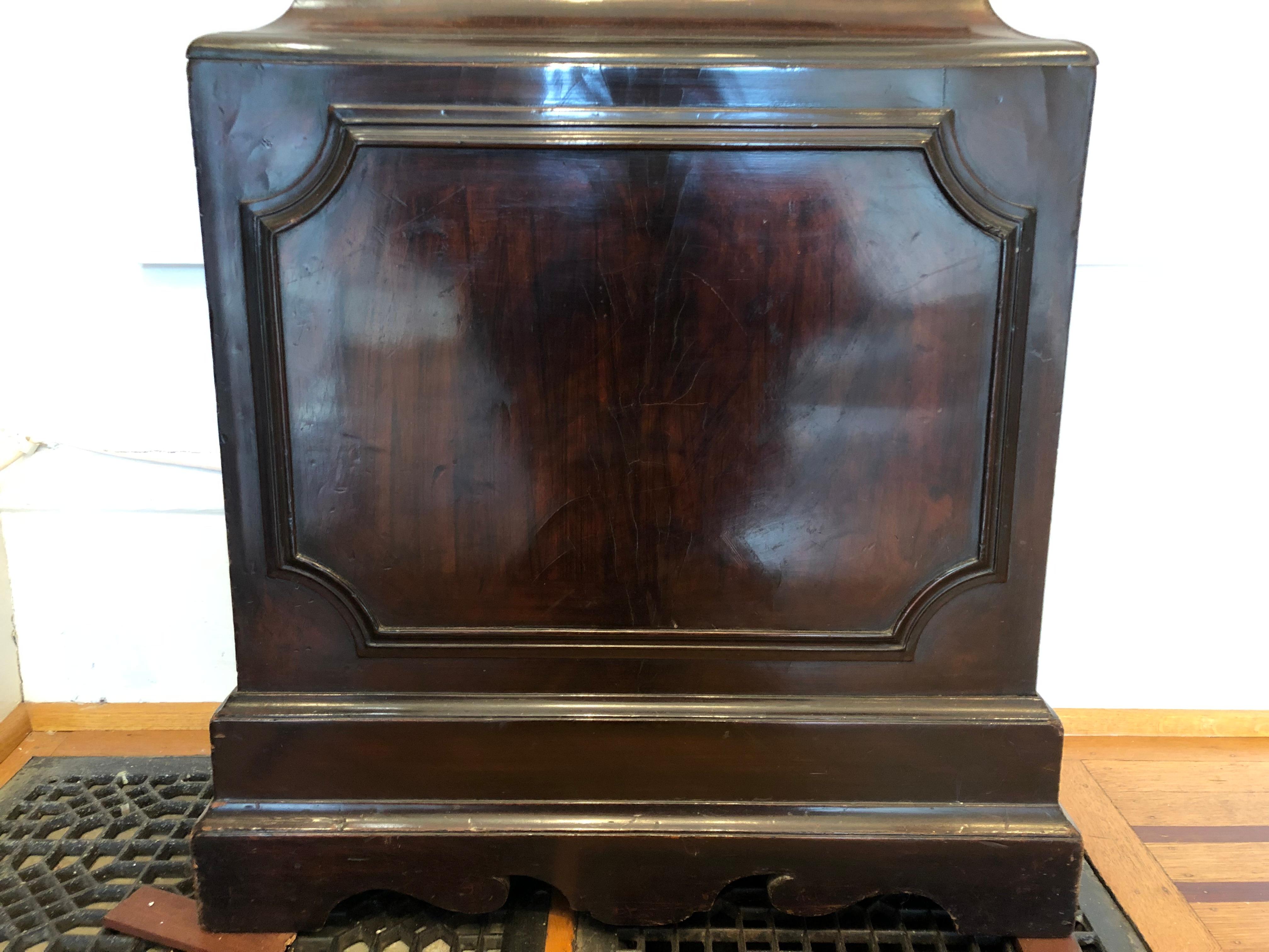 18th Century English Tall Case Grandfather Clock, Brass Face, Mahogany, London For Sale 3