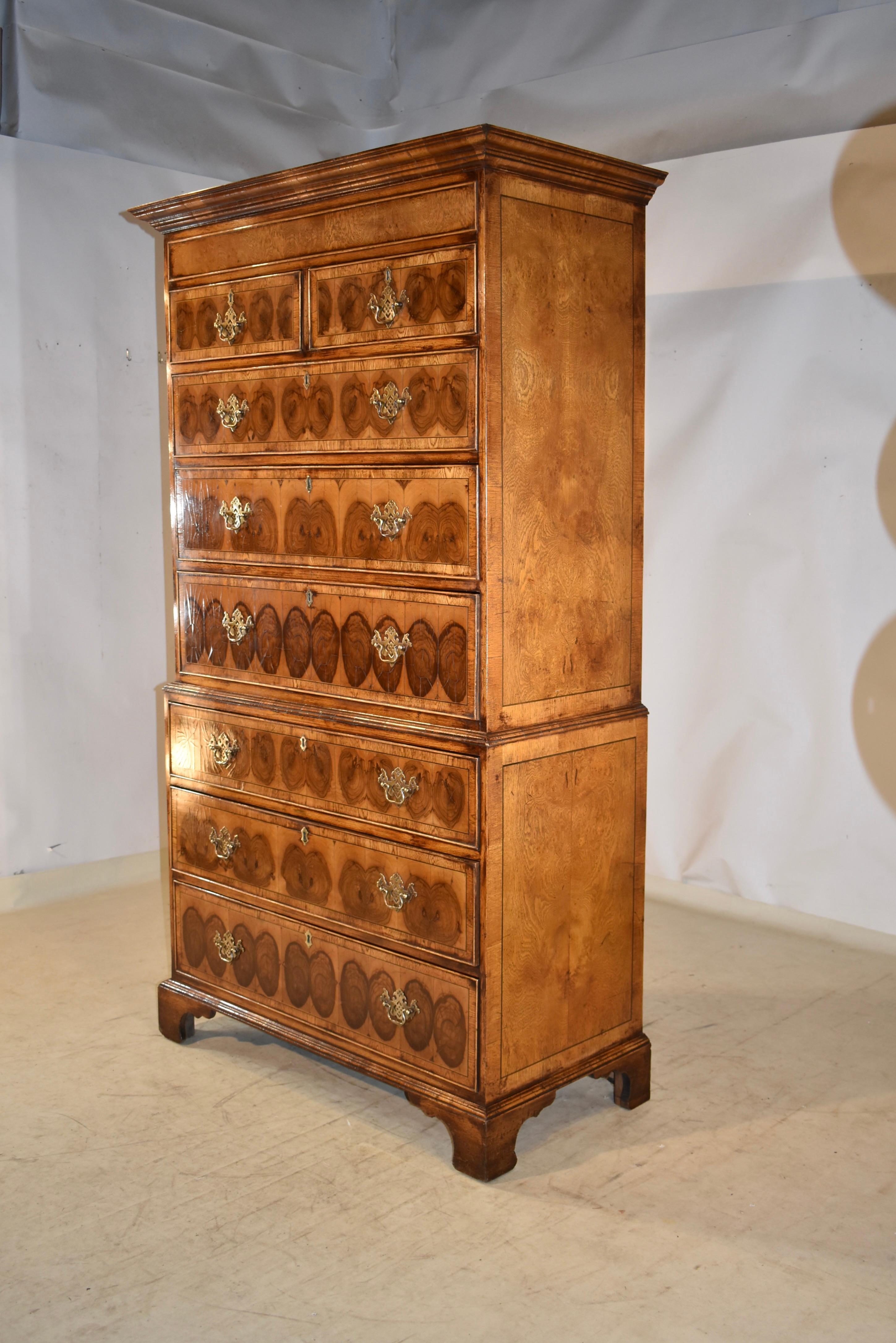 Veneer 18th Century English Tall Chest For Sale
