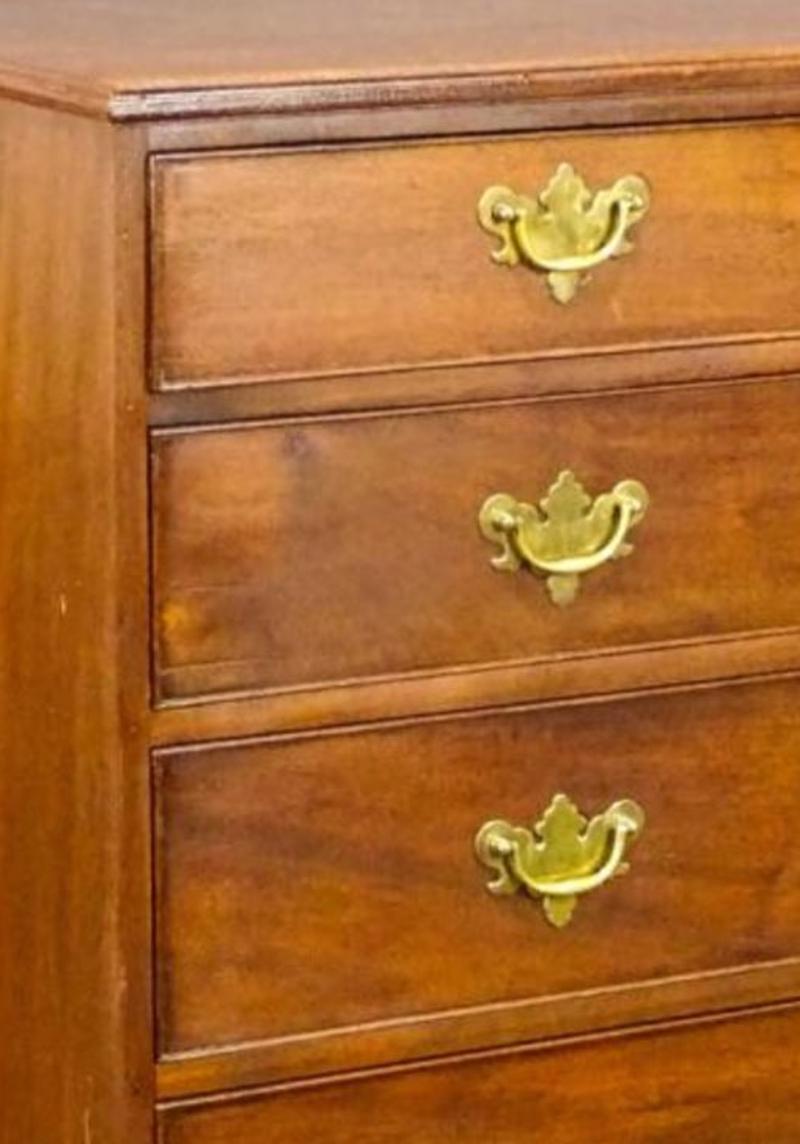 18th Century English Tall Chest of Drawers with Bracket Base and Brass Hardware In Good Condition In Middleburg, VA