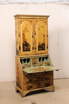 18th Century English Tall Secretary with Original chinoiserie 'Inside Too!'
