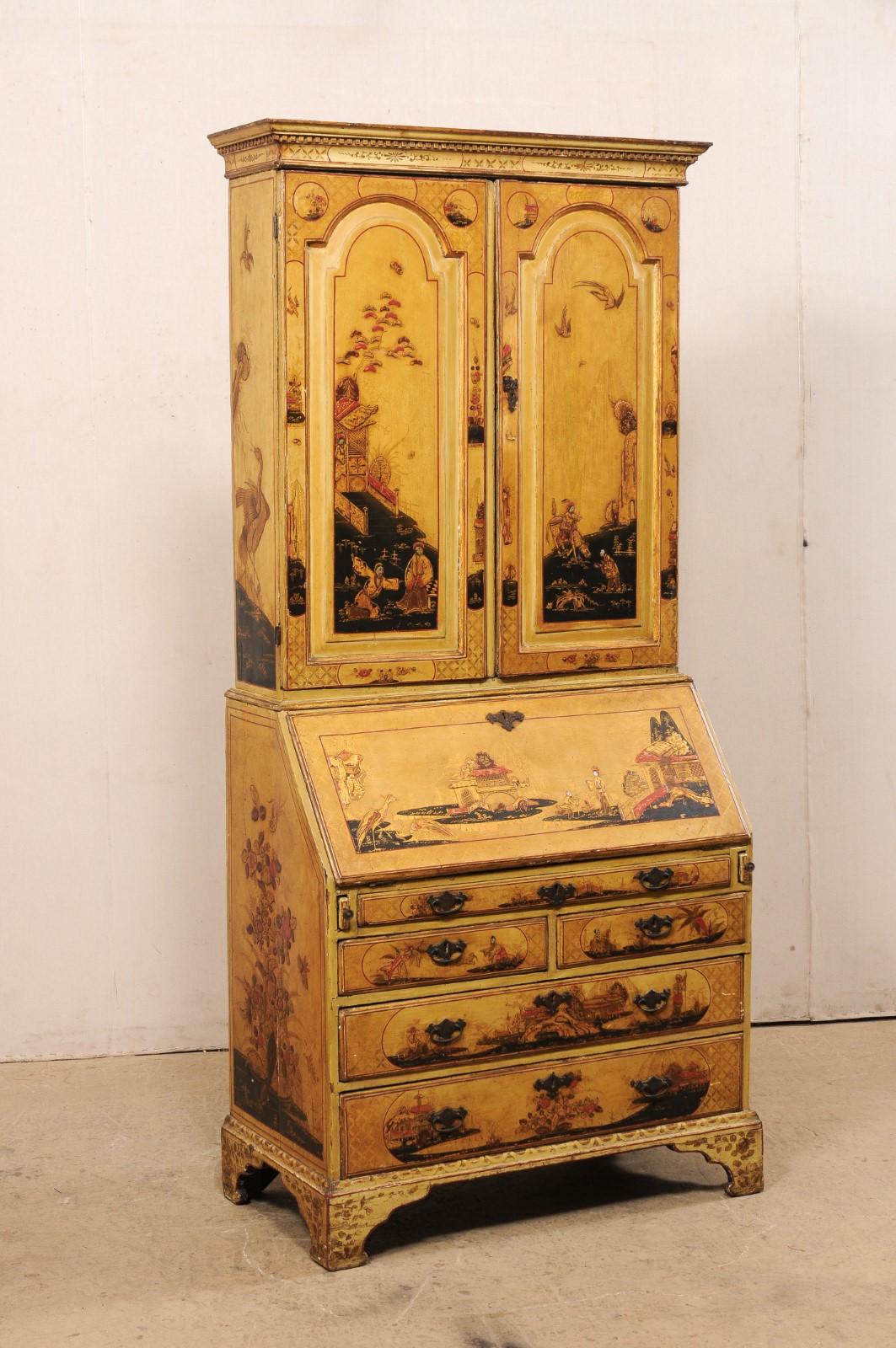 18th Century English Tall Secretary with Original chinoiserie 'Inside ...