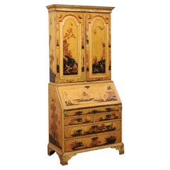 Antique 18th Century English Tall Secretary with Original chinoiserie 'Inside Too!'