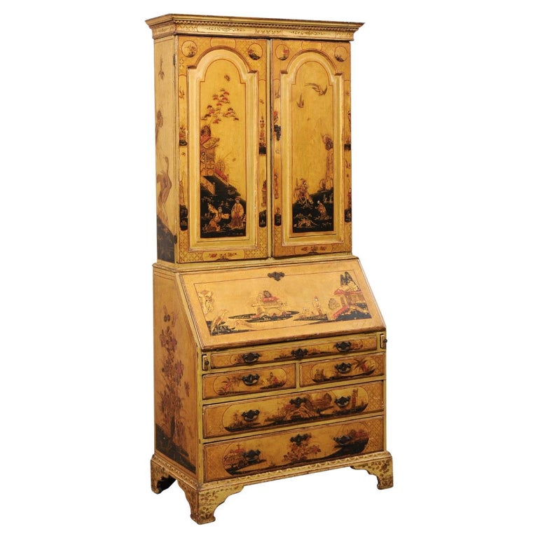 18th Century English Tall Secretary w/Original Chinoiserie (Inside too ...