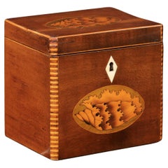 18th Century English Tea Caddy with Shell Marquetry Inlay