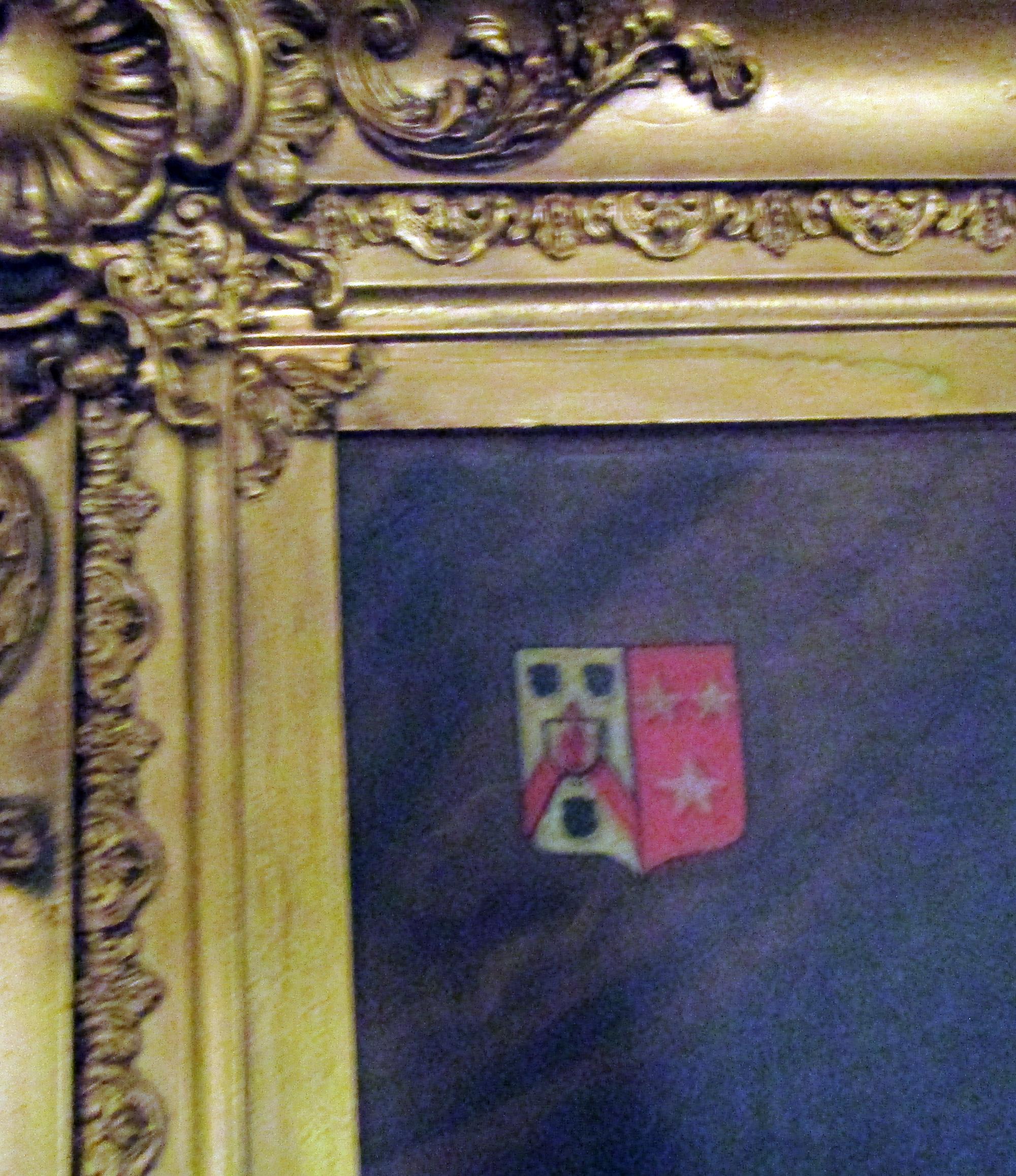 Englisch betitelte Dame mit Wappen aus dem 18.  Porträt  Ölgemälde Vergoldeter Rahmen im Angebot 3