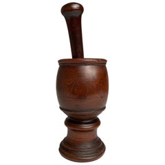 18th Century English Treen Yew Wood Mortar and Pestle