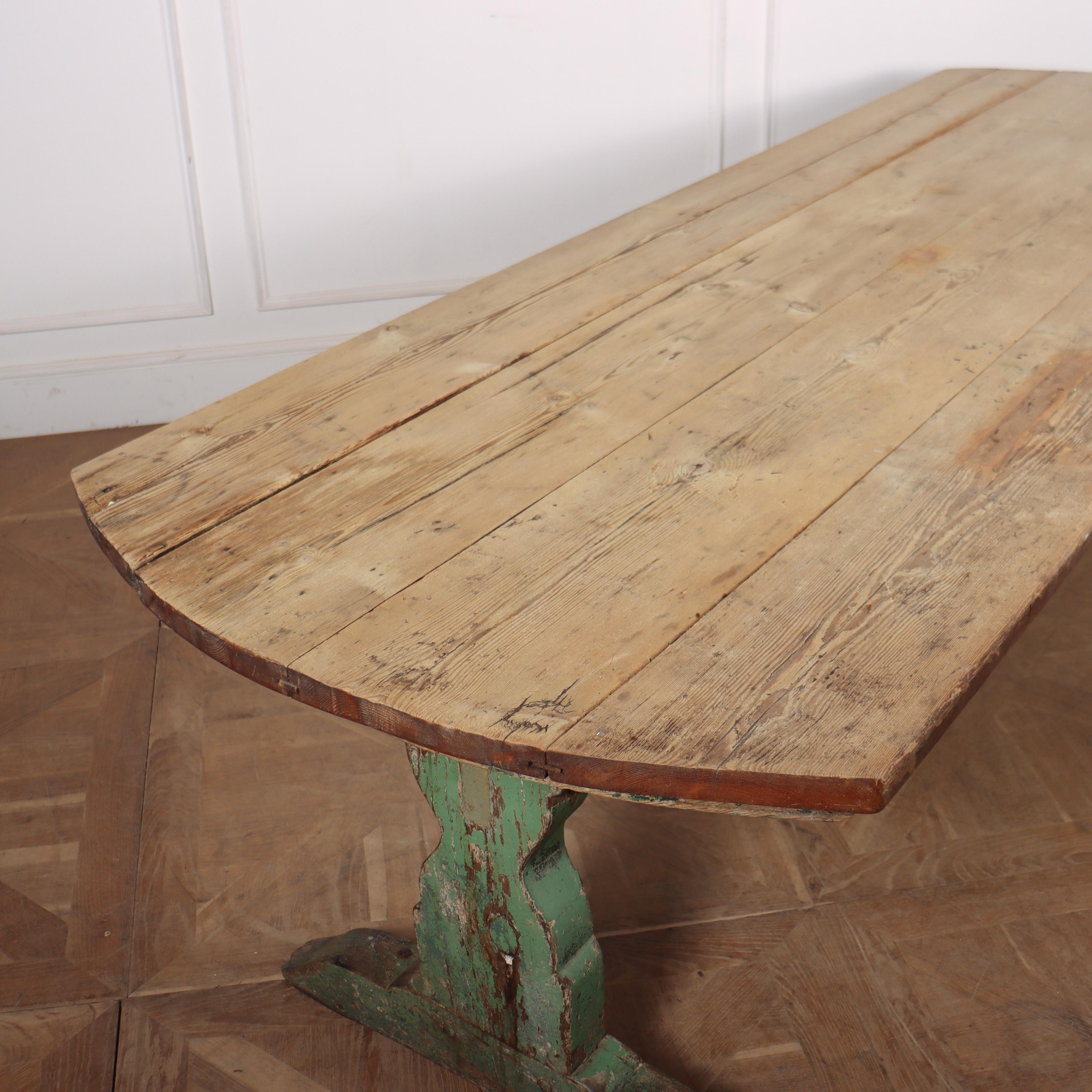 Painted 18th Century English Trestle Table For Sale