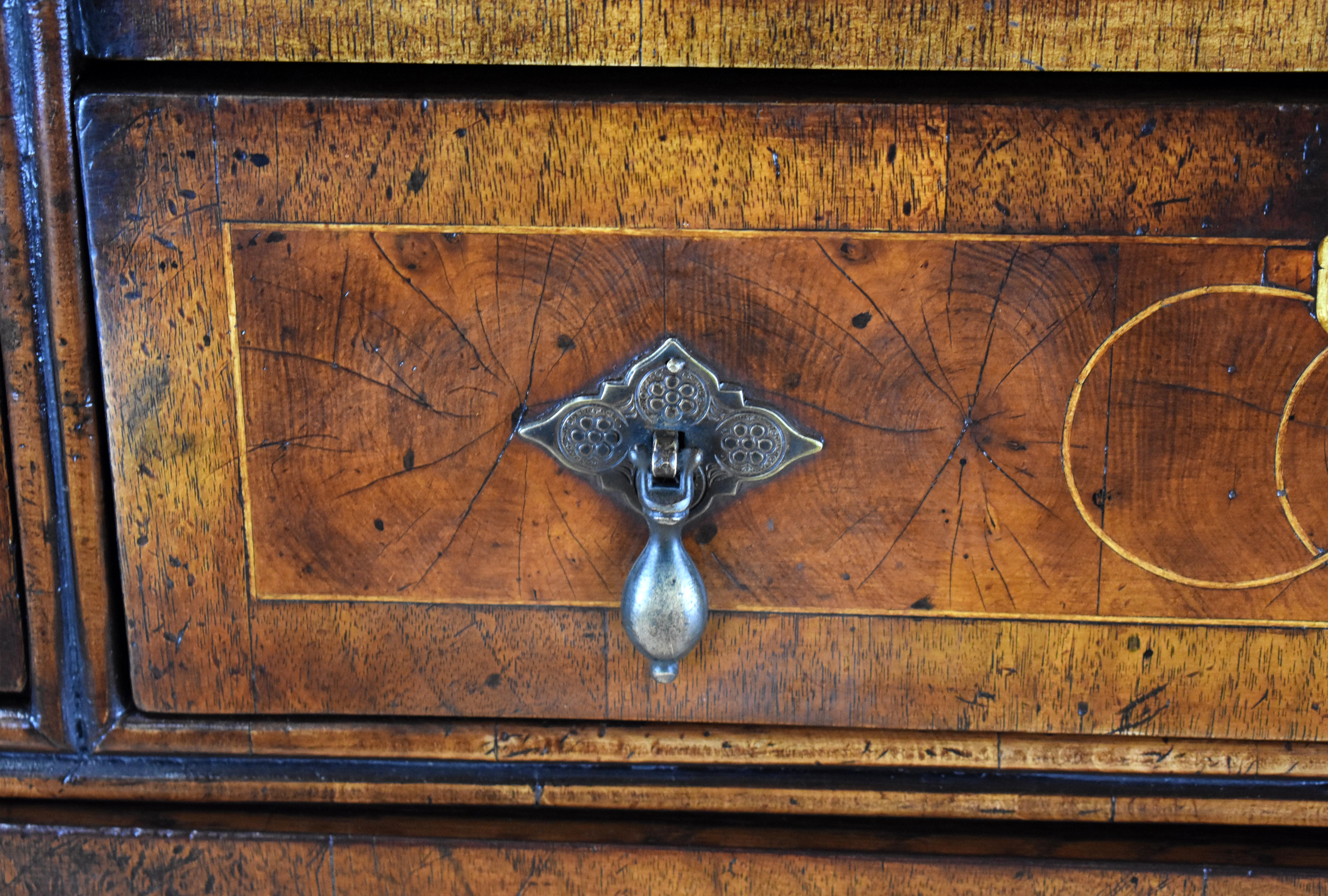 18th Century English Walnut and Oyster Veneer Chest of Drawers 3