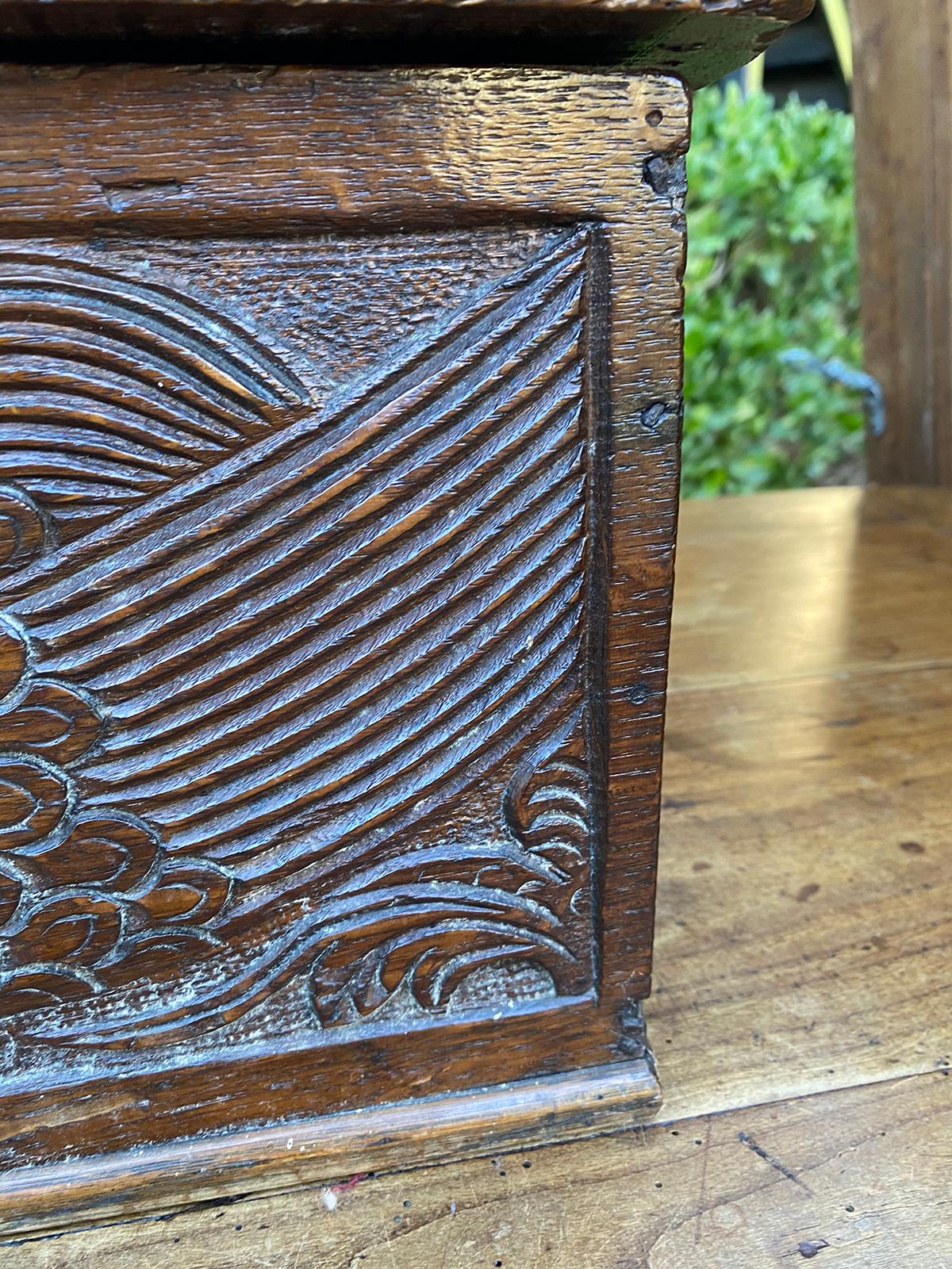 18th Century English Walnut Bible Box with Bird Motif For Sale 5