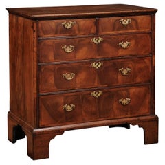18th Century English Walnut Chest with Bracket Feet