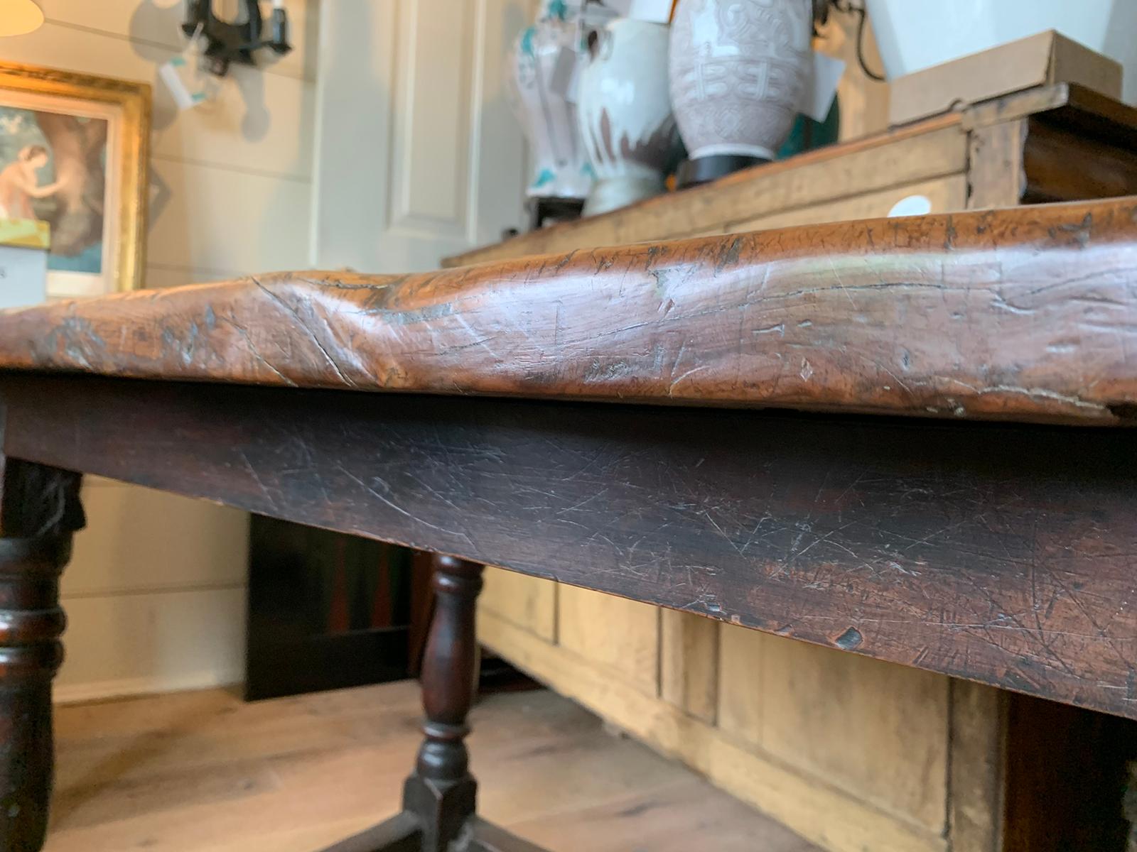 18th Century English Walnut Hall Table with Four Sided Stretcher For Sale 6