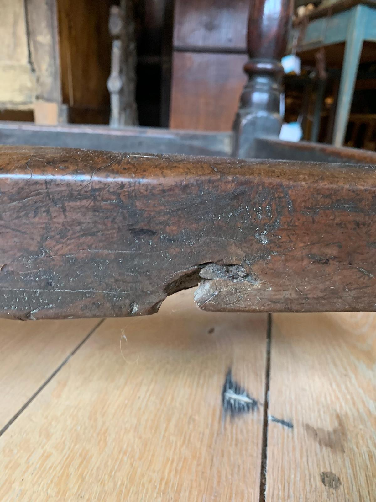 18th Century English Walnut Hall Table with Four Sided Stretcher For Sale 7