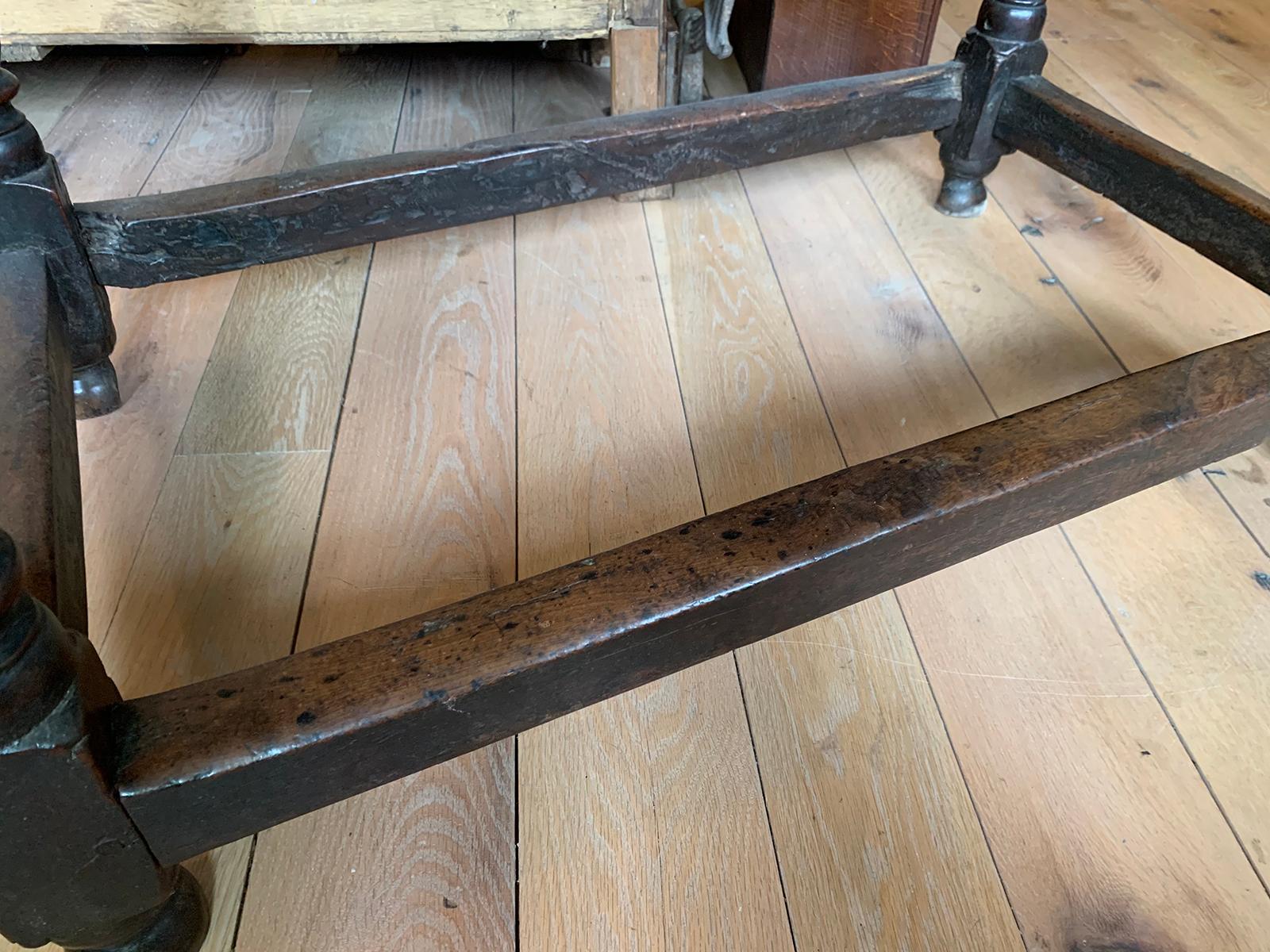 18th Century English Walnut Hall Table with Four Sided Stretcher For Sale 3