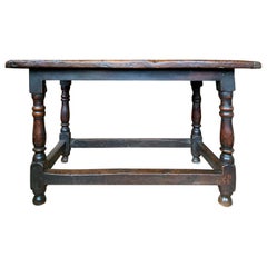 18th Century English Walnut Hall Table with Four Sided Stretcher