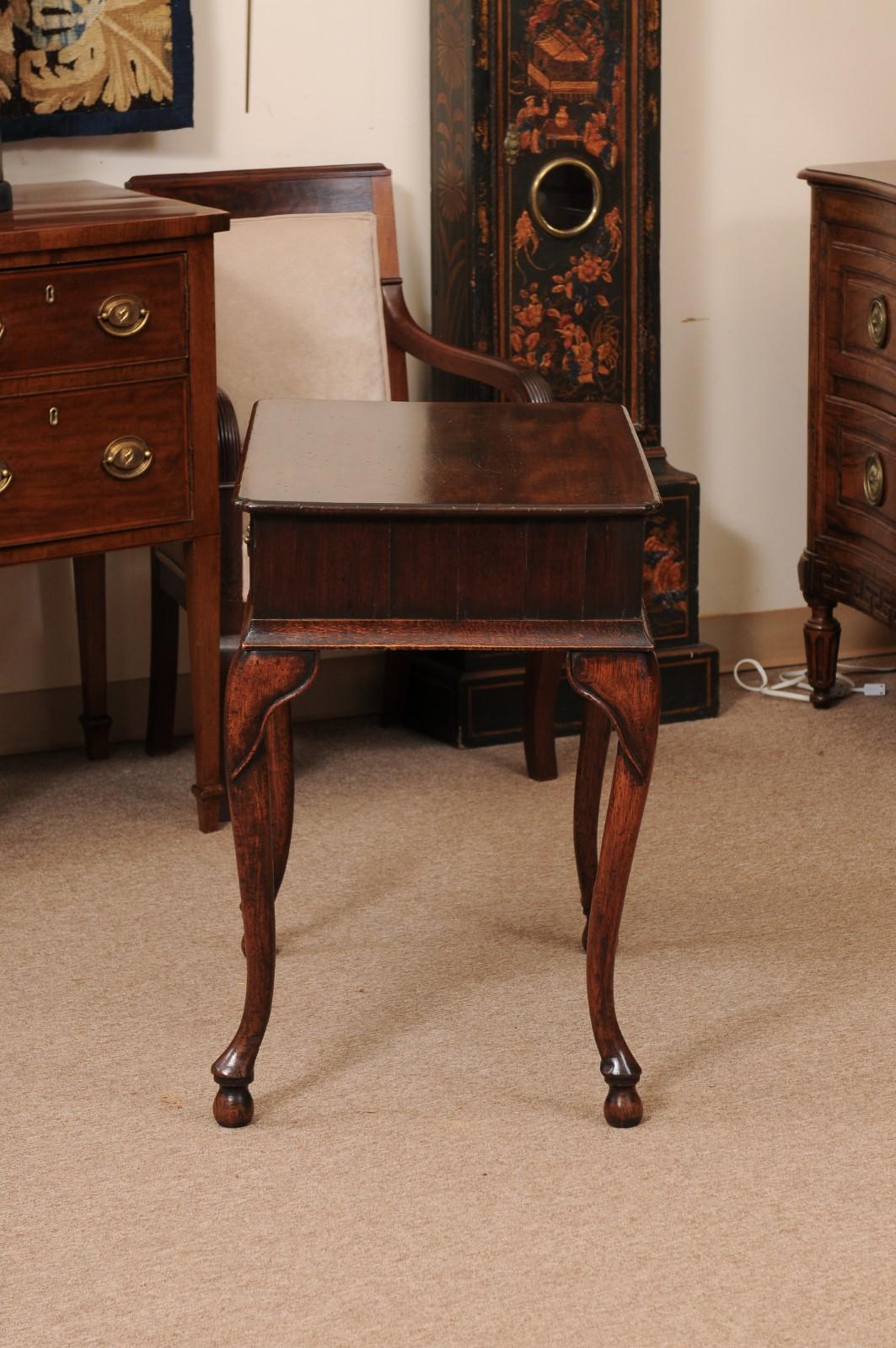 18th Century English Walnut Lowboy with 3 Drawers & Cabriole Legs For Sale 7