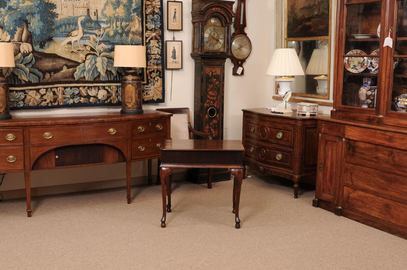 18th Century English Walnut Lowboy with 3 Drawers & Cabriole Legs For Sale 5