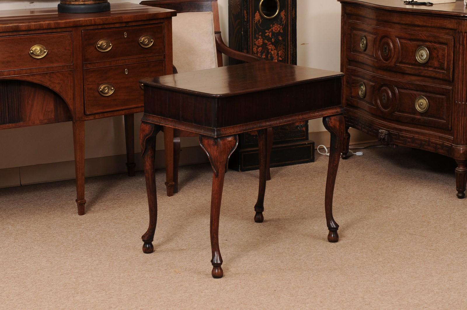 18th Century English Walnut Lowboy with 3 Drawers & Cabriole Legs For Sale 6