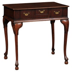 Antique 18th Century English Walnut Lowboy with 3 Drawers & Cabriole Legs