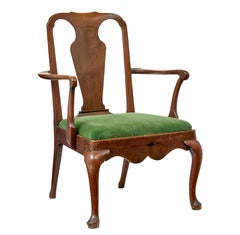 18th century English walnut study armchair