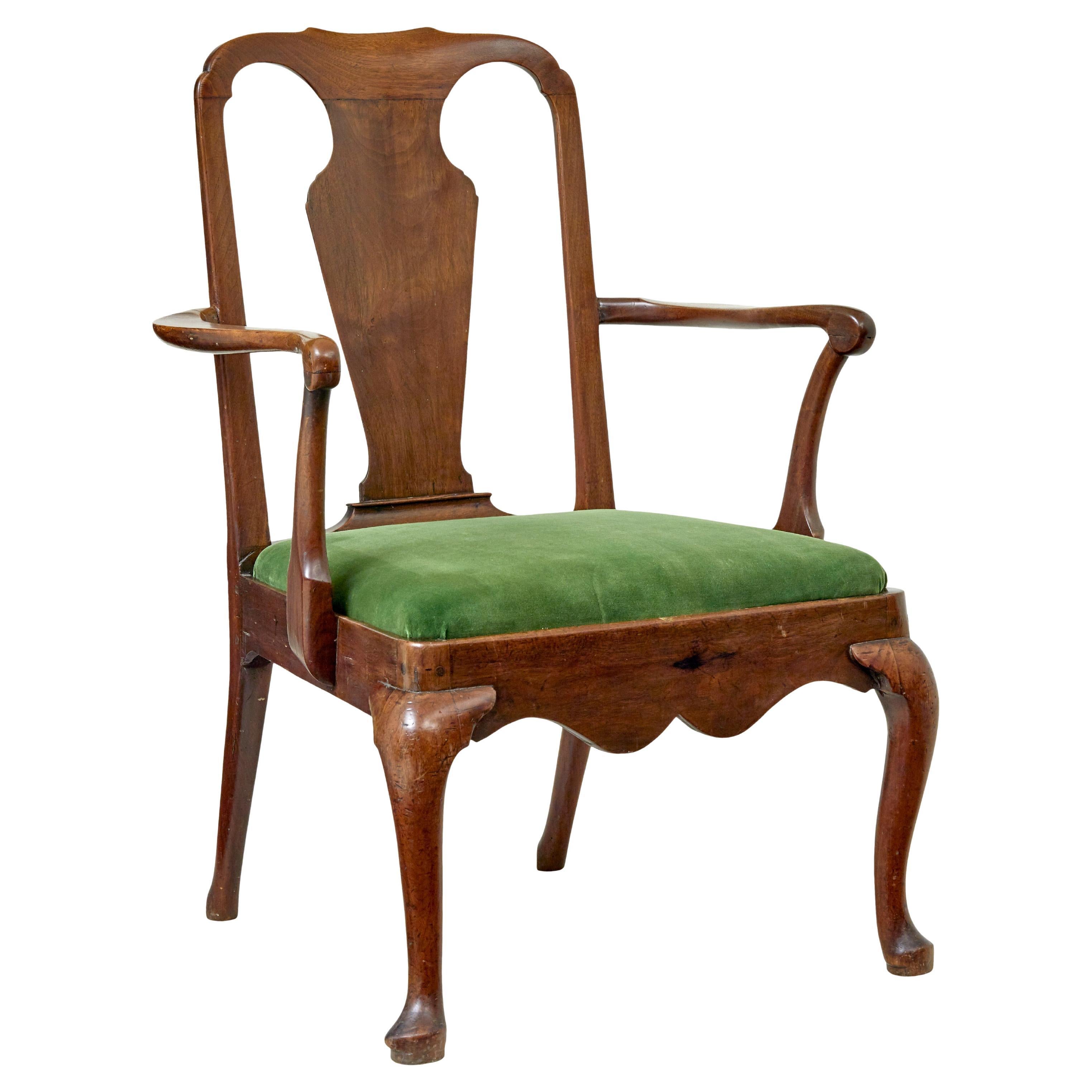 18th century English walnut study armchair