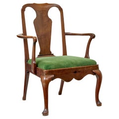 18th century English walnut study armchair