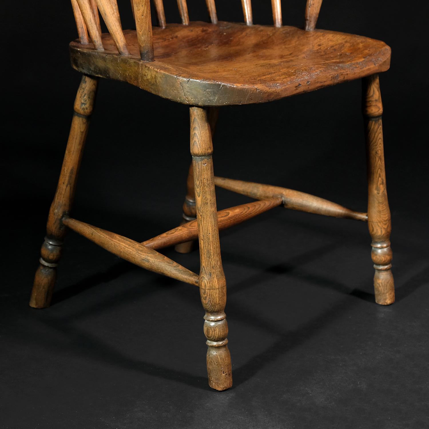 18th Century English West Country Comb Back Windsor Chair, Primitive Rustic, Elm 5