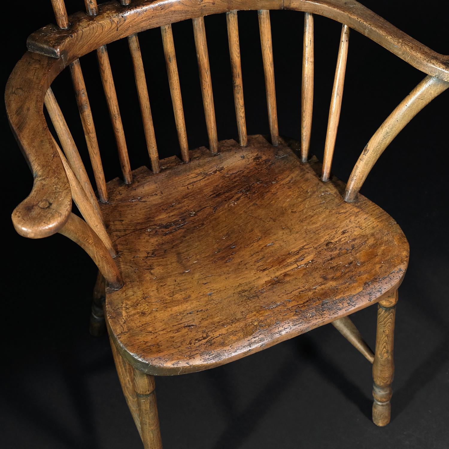 18th Century English West Country Comb Back Windsor Chair, Primitive Rustic, Elm 2