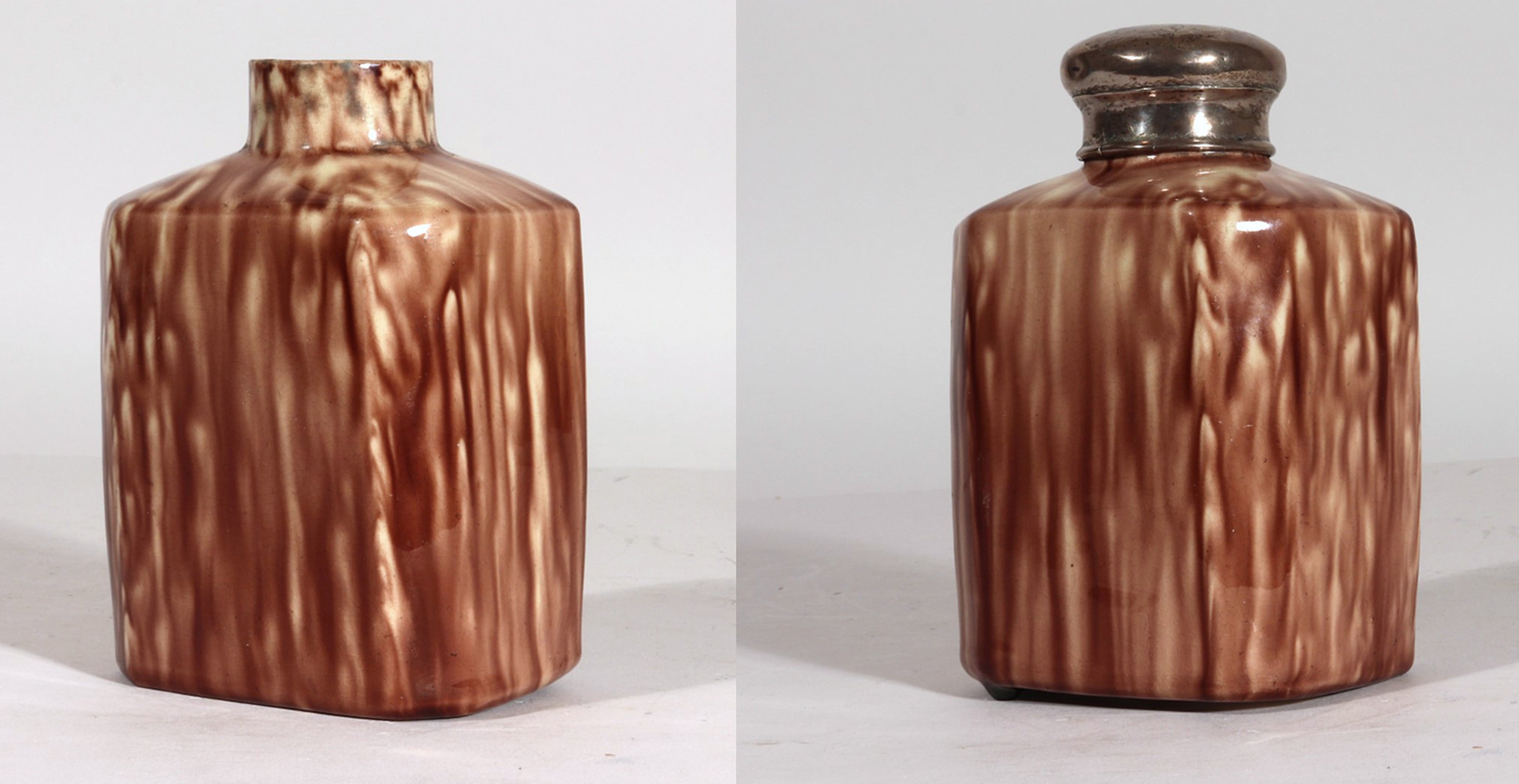 Jarra de té inglesa del siglo XVIII con esmalte de carey tipo Whieldon