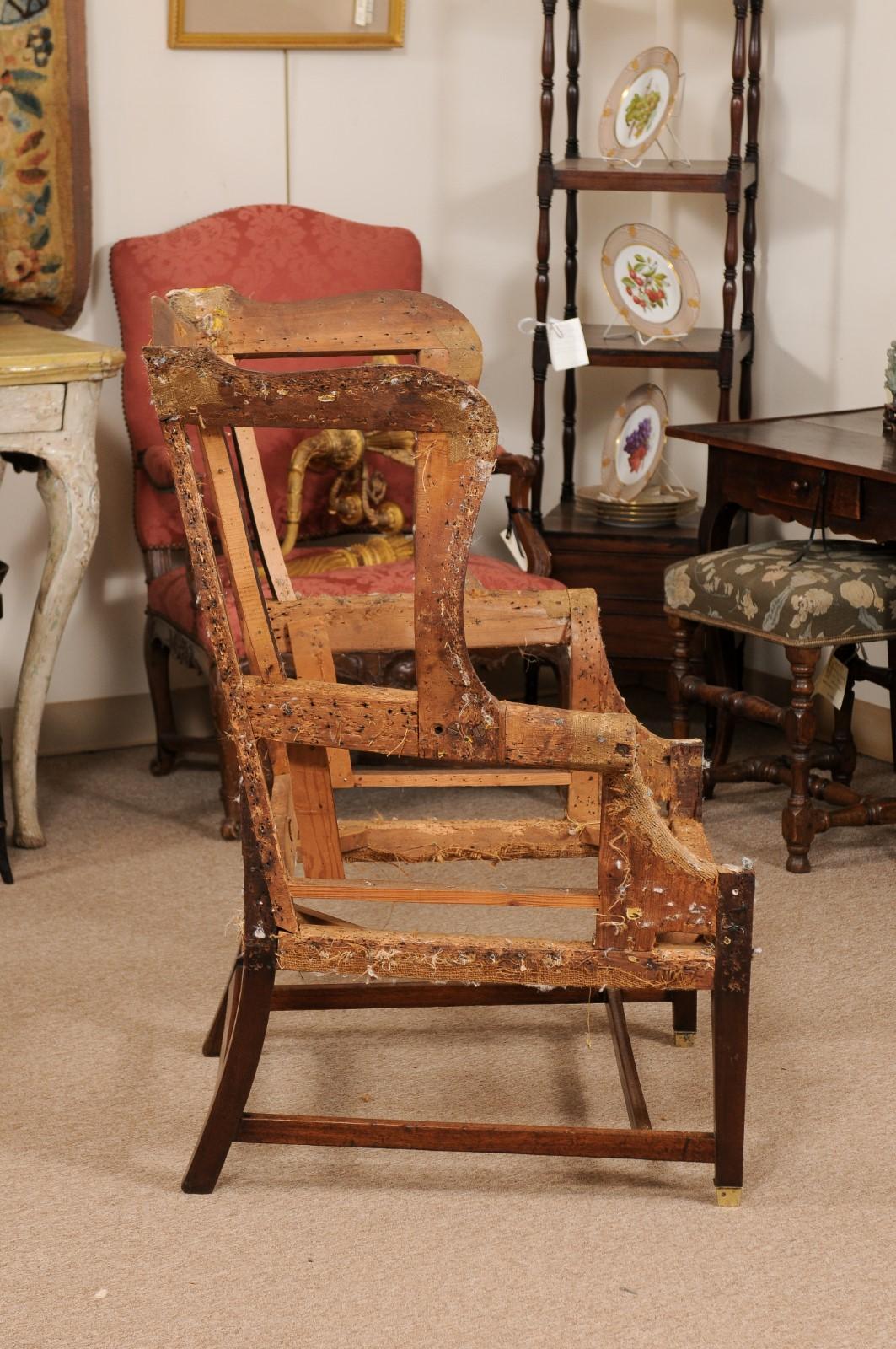 18th Century English Wing Chair in Mahogany. SOLD AS IS. For Sale 6