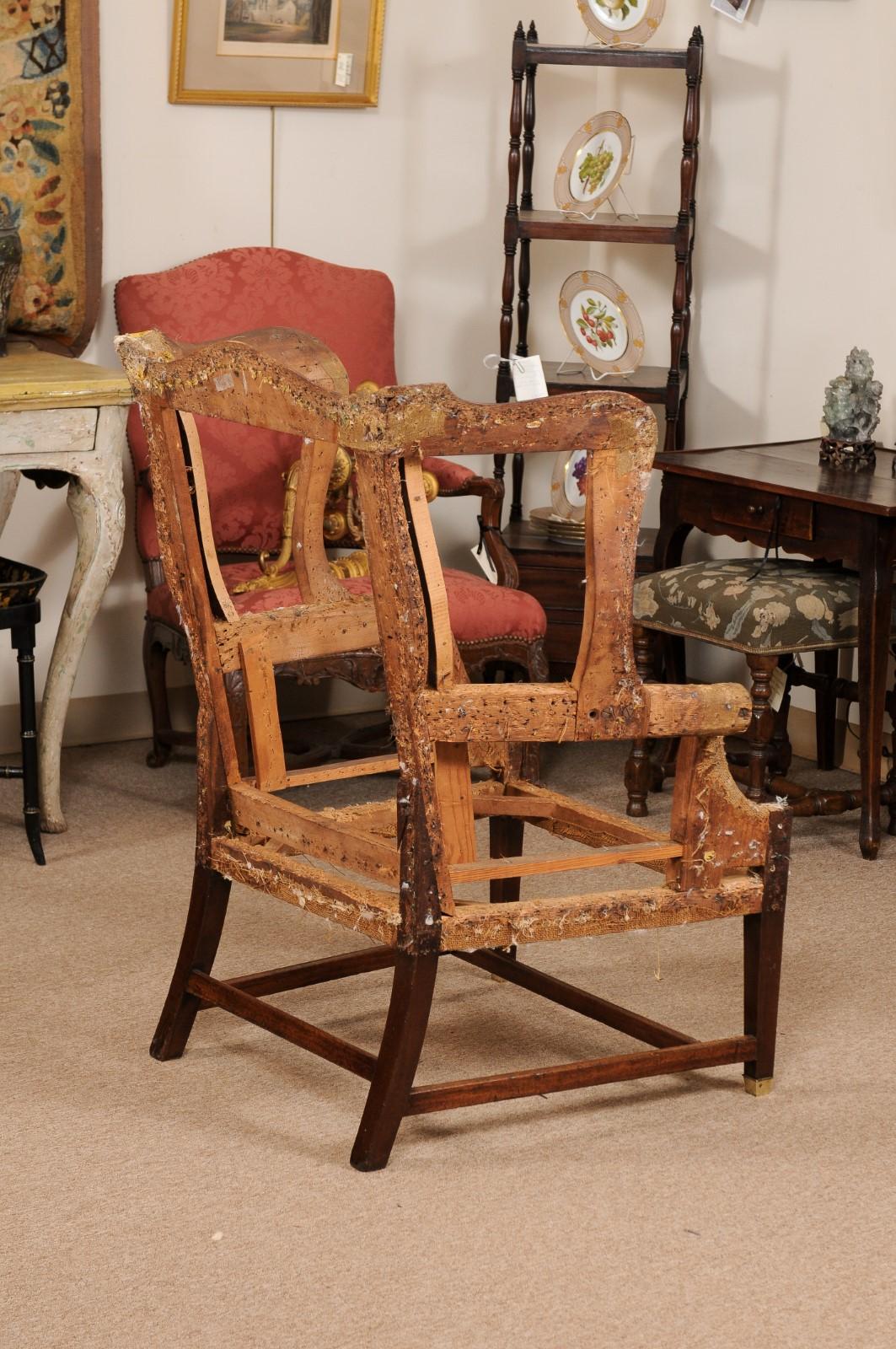 18th Century English Wing Chair in Mahogany. SOLD AS IS. For Sale 7