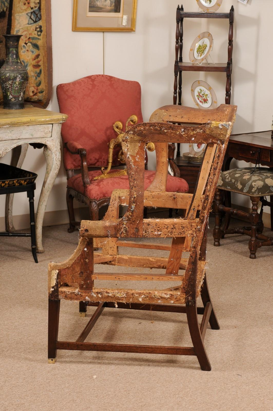 18th Century and Earlier 18th Century English Wing Chair in Mahogany. SOLD AS IS. For Sale